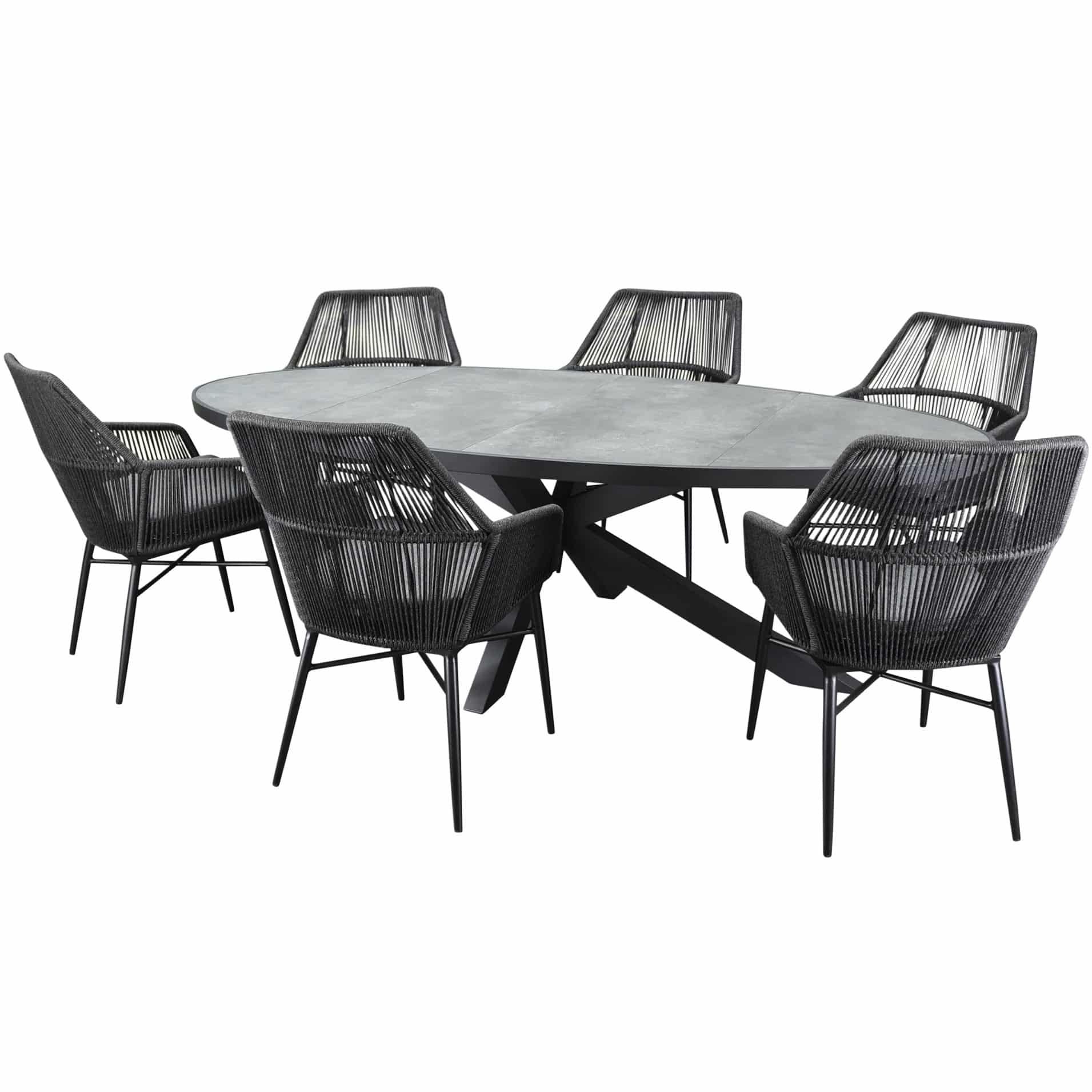 Ohio Chianti dining tuinset 241x116xH74 cm 7 delig antraciet keramiek