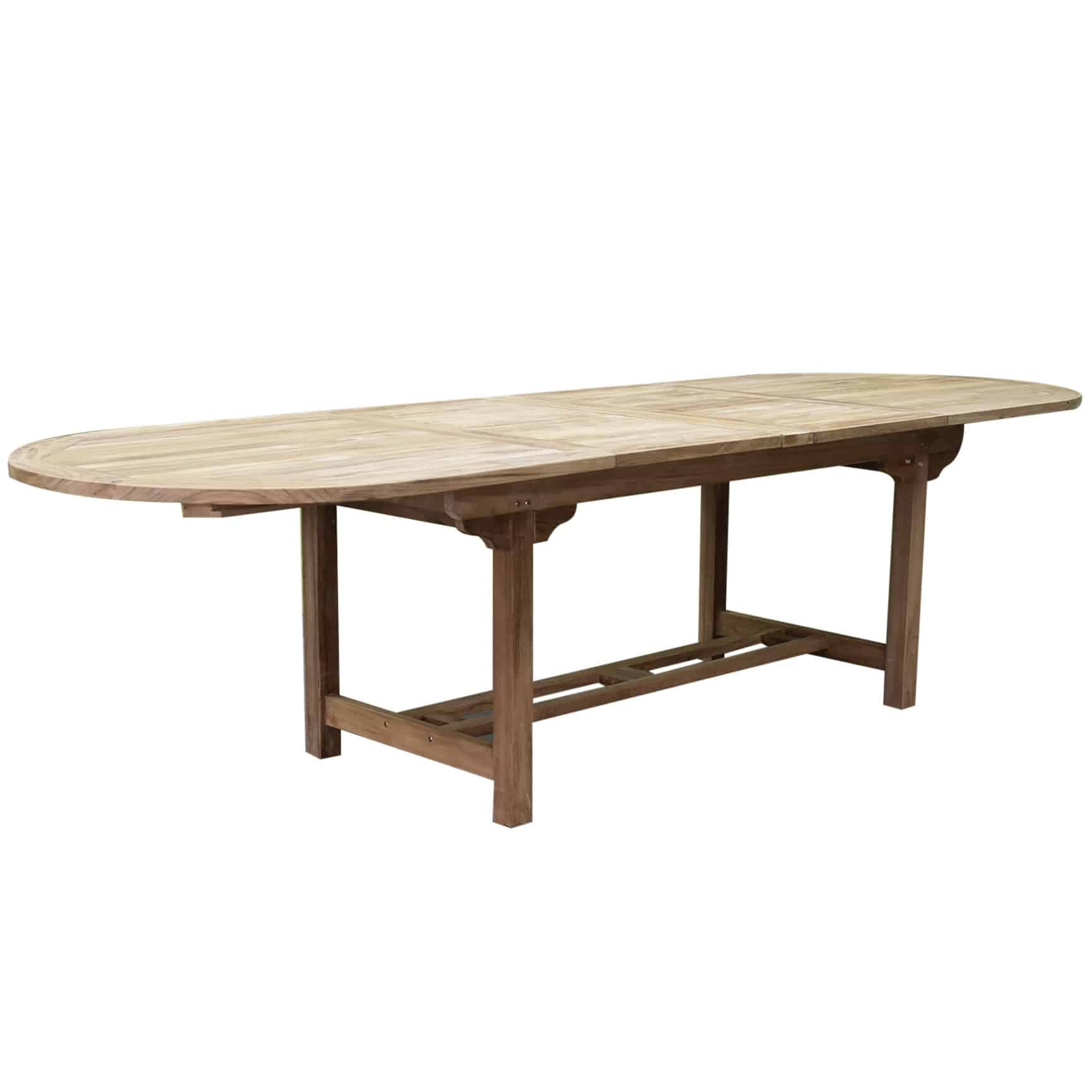 Ovaal 2 x uitschuifbare dining tuintafel 200-250-300x100xH78 cm teak zware uitvoering