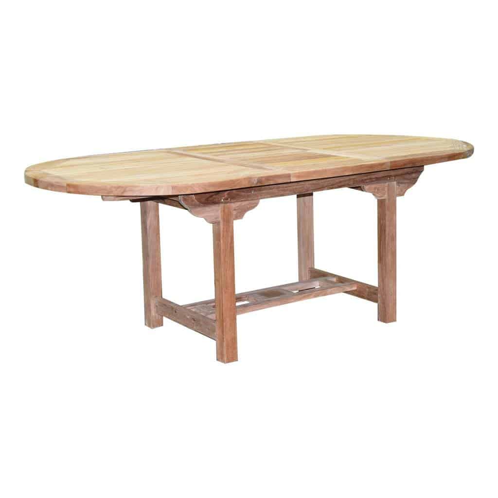 Ovaal uitschuifbare dining tuintafel 160-210x100xH76 cm teak bladdikte 4 cm