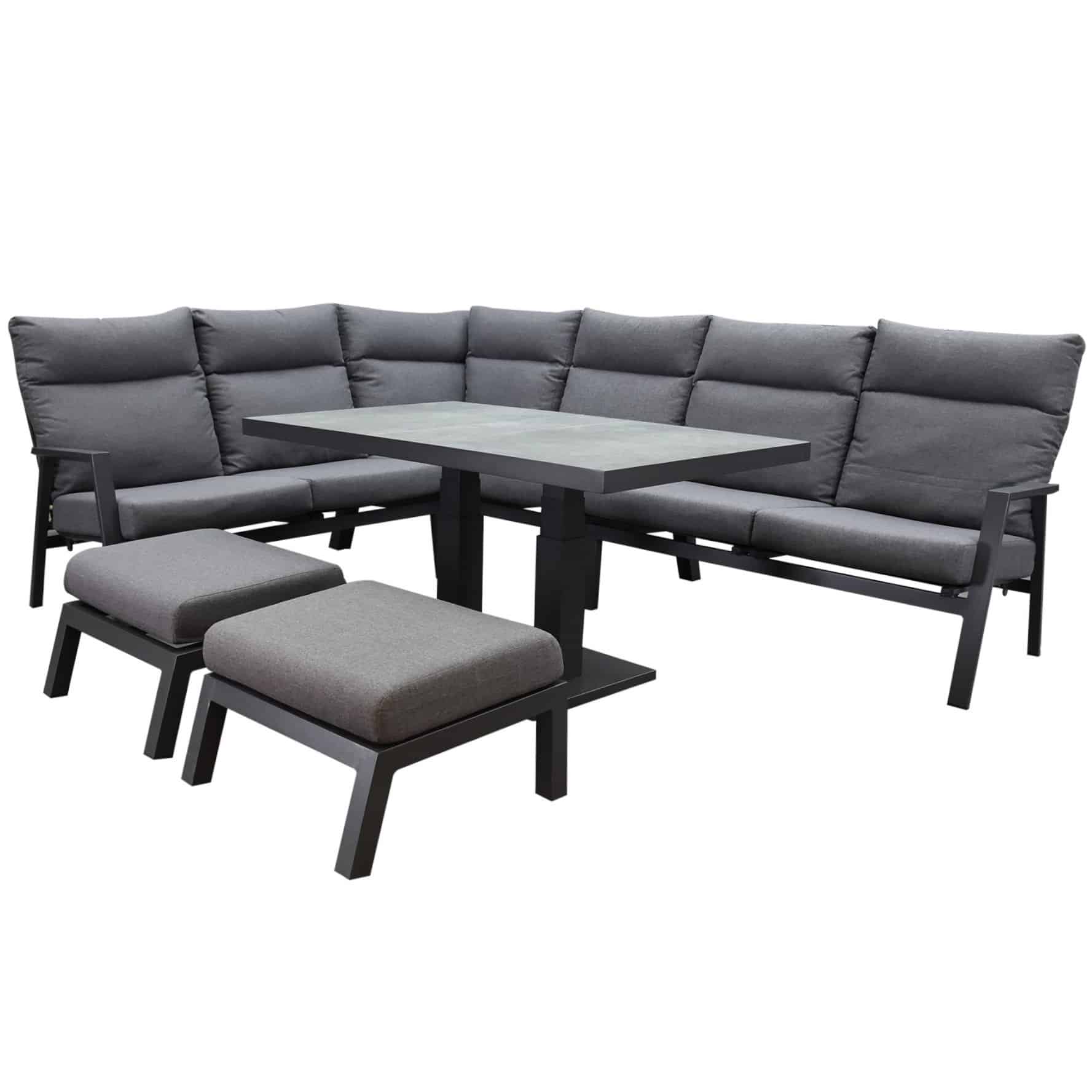 Pacific hoek dining loungeset 7 delig aluminium verstelbaar