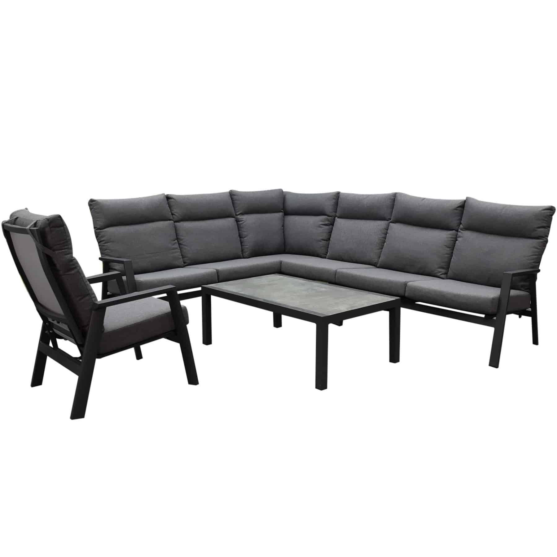 Pacific hoek loungeset 6 delig aluminium antraciet