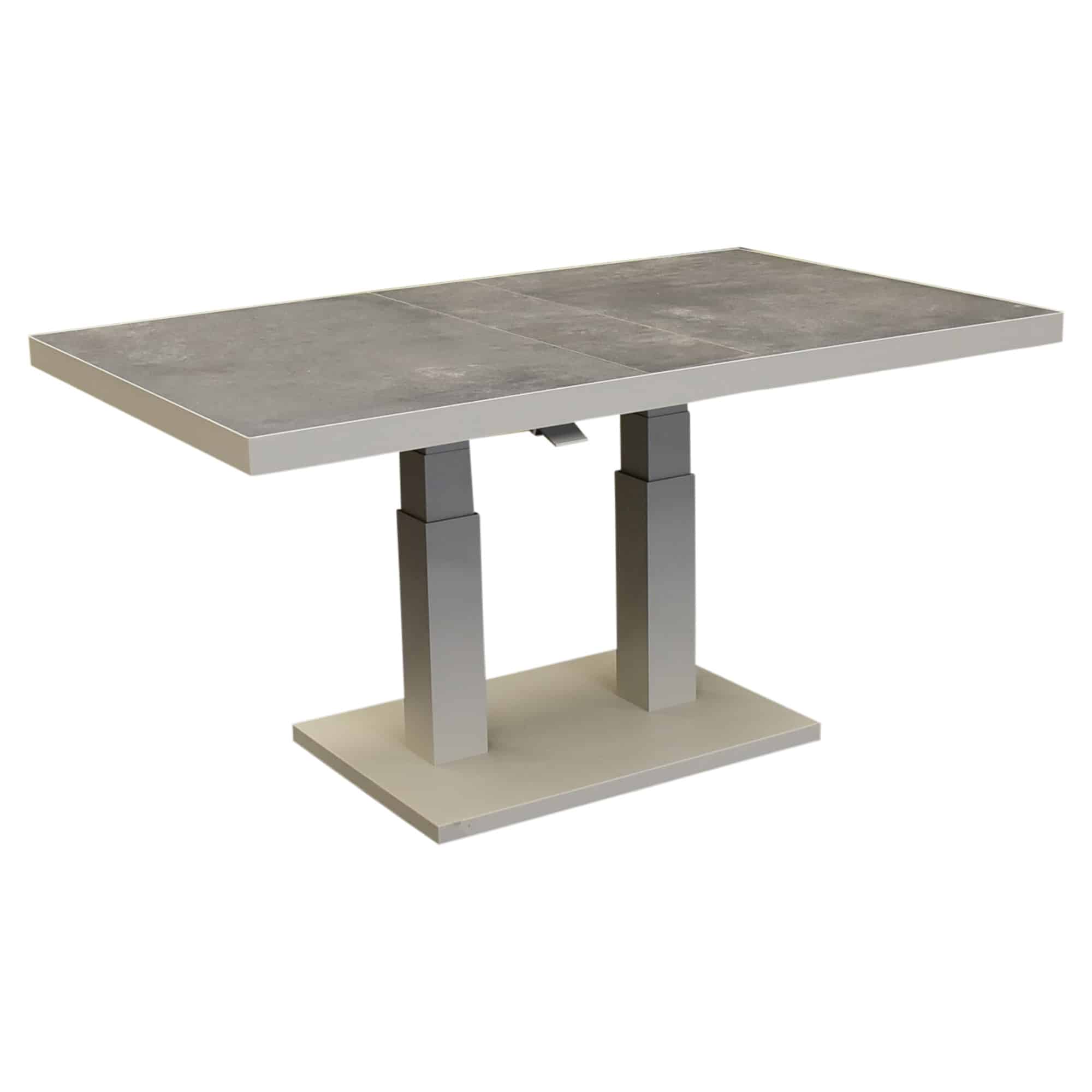Pacific lounge-diningtafel 140x85xH49-72 cm in hoogte verstelbaar aluminium latte ceramic