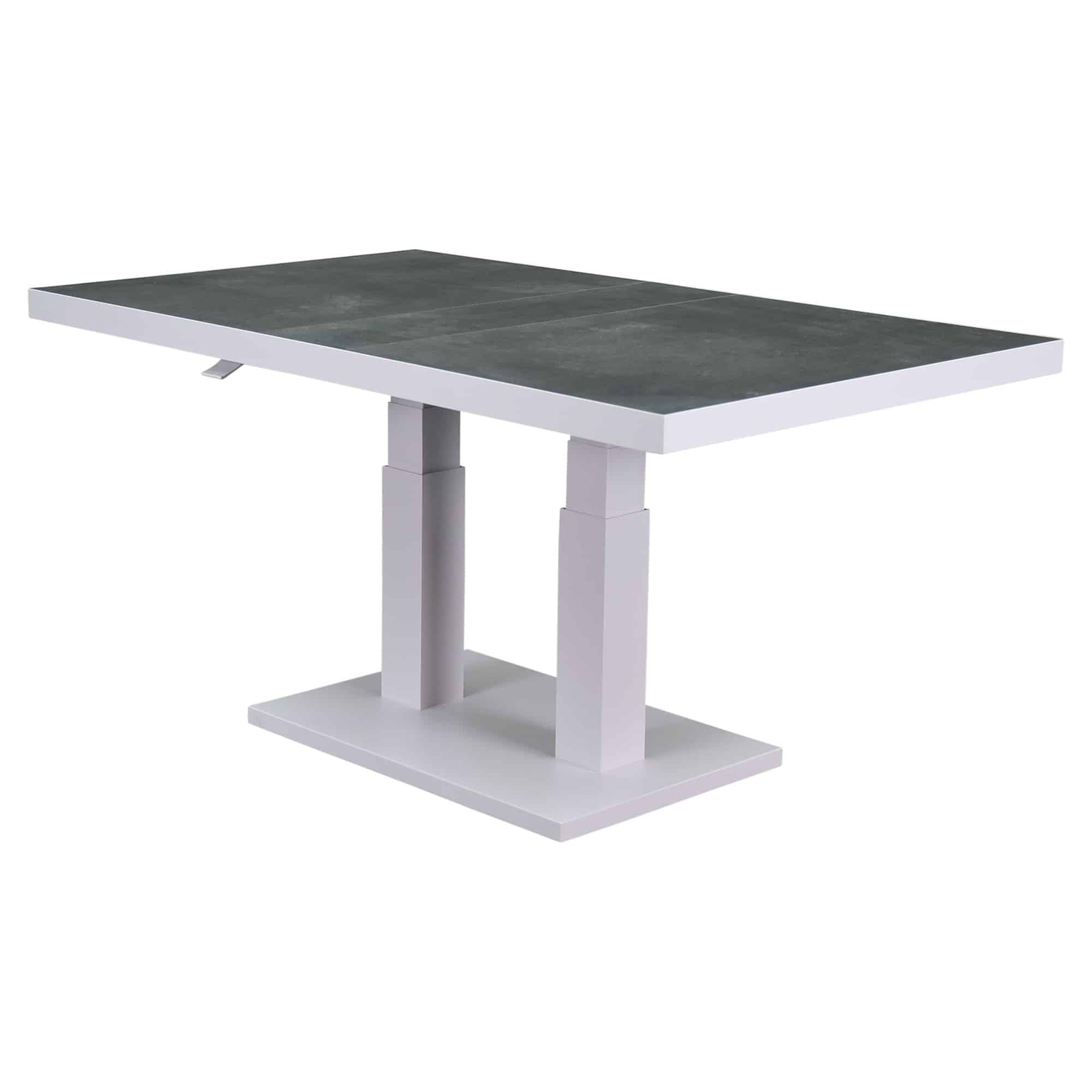 Pacific lounge-diningtafel 140x85xH49-72 cm in hoogte verstelbaar aluminium wit