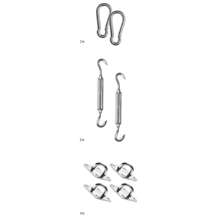 Platinum Sun&Shade bevestigingsset voor schaduwdoek vierkant en rechthoek