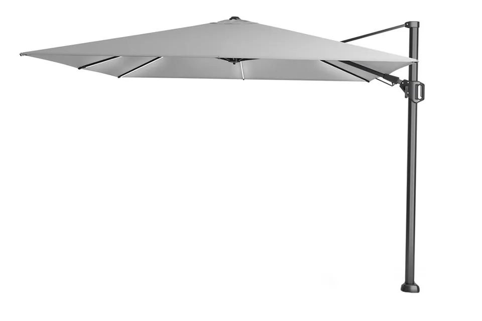 platinum | zweefparasol challenger t² glow 300 x 300 cm | lichtgrijs