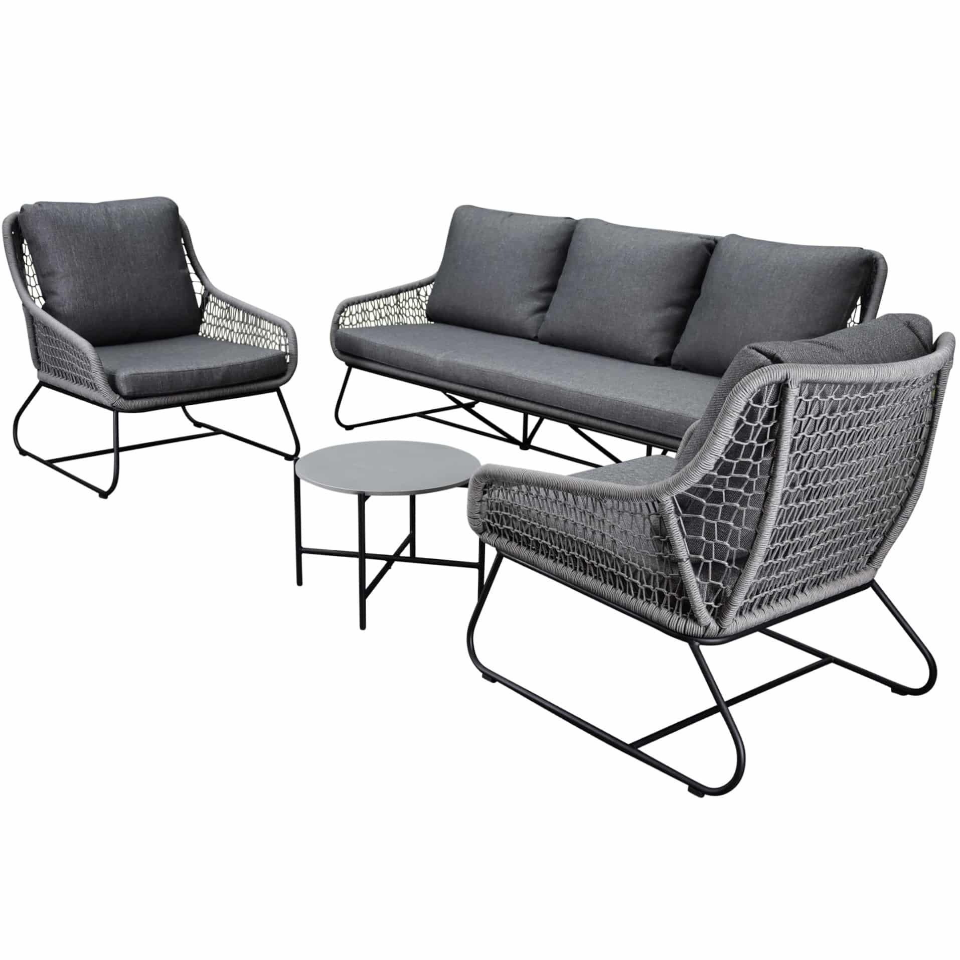Portofino stoel bank loungeset 4 delig antraciet rope