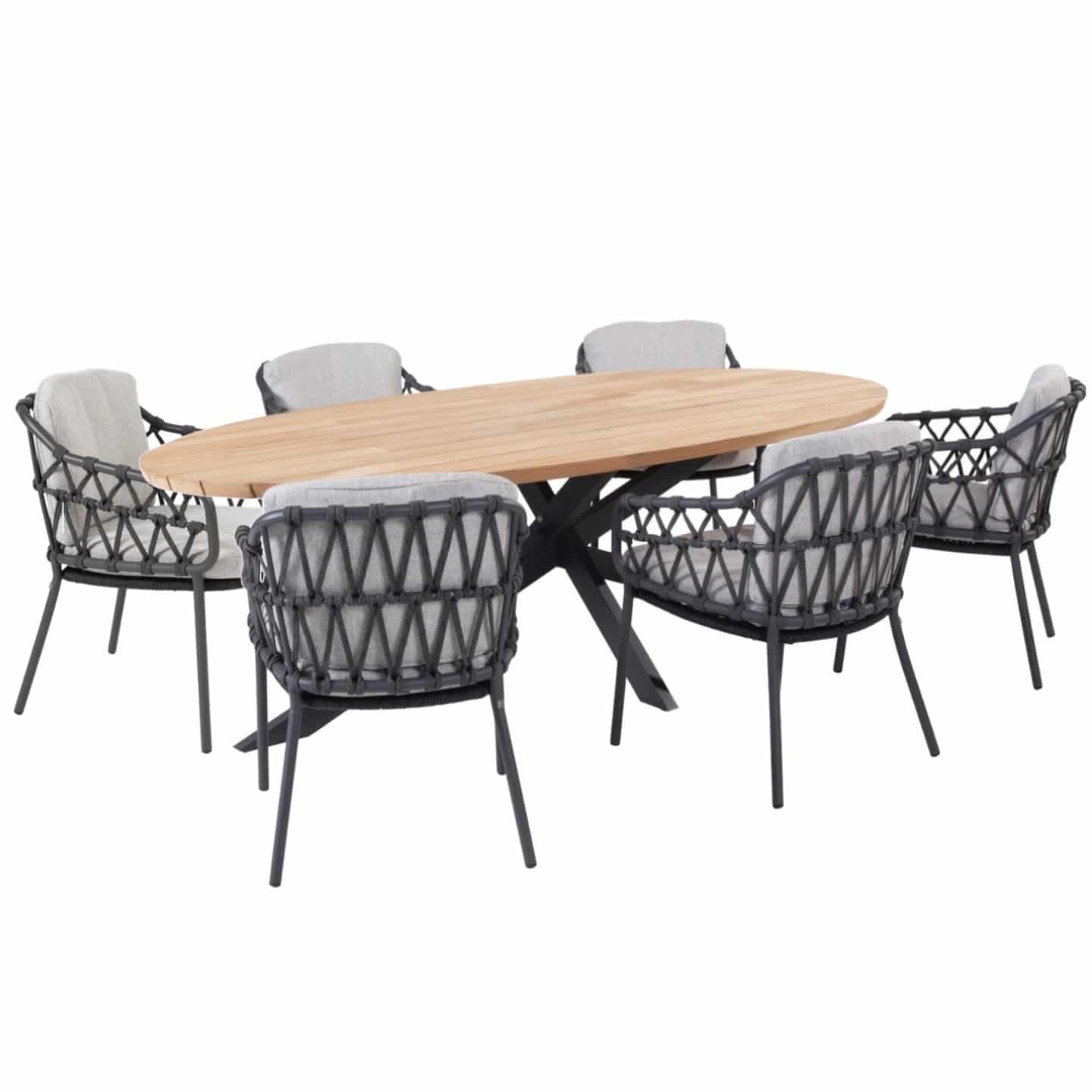 Prado Calpi dining tuinset 240x115xH75 cm 7 delig antraciet 4 Seasons Outdoor