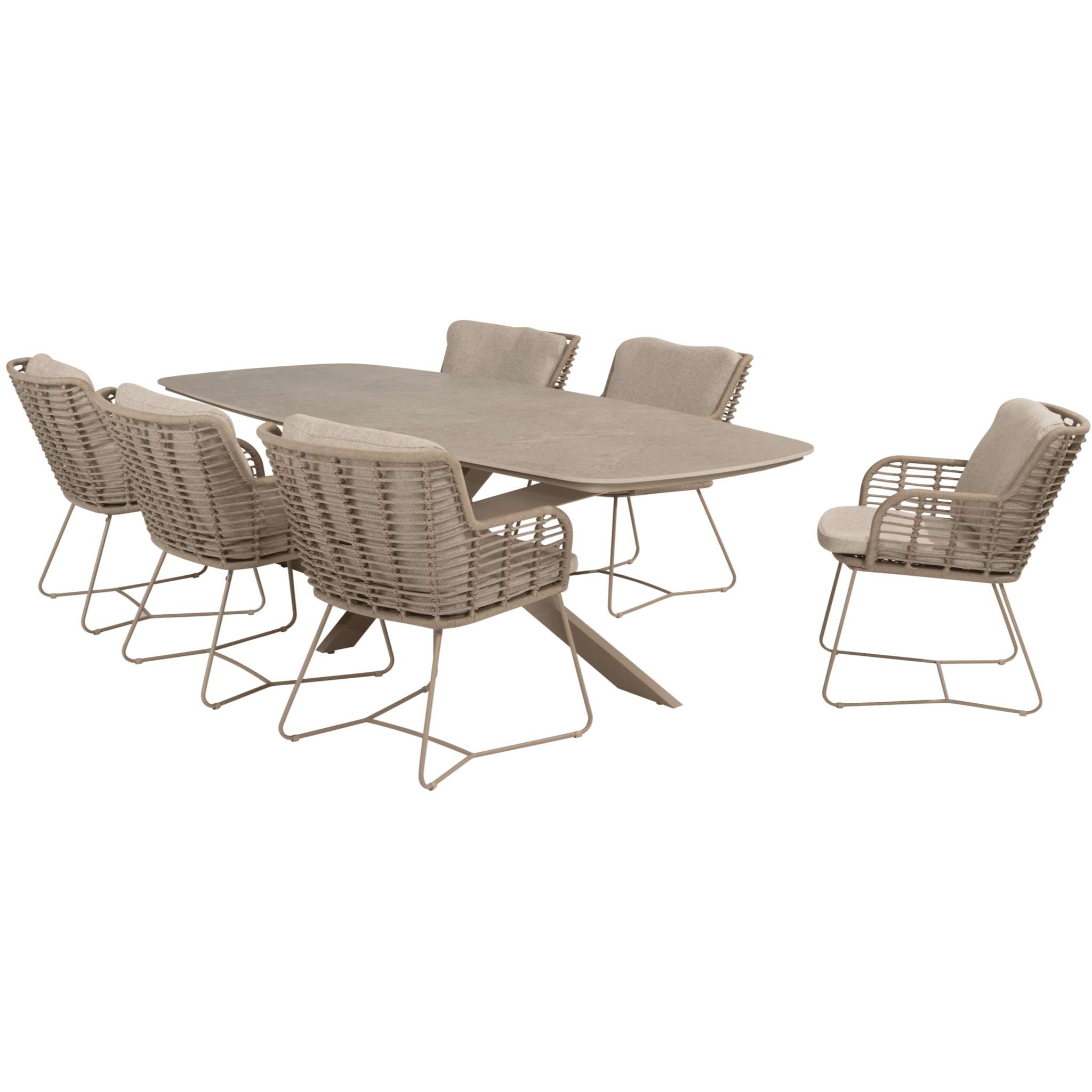 Prado Fabrice dining tuinset 7 delig 240x105xH75 cm keramiek latte 4 Seasons Outdoor