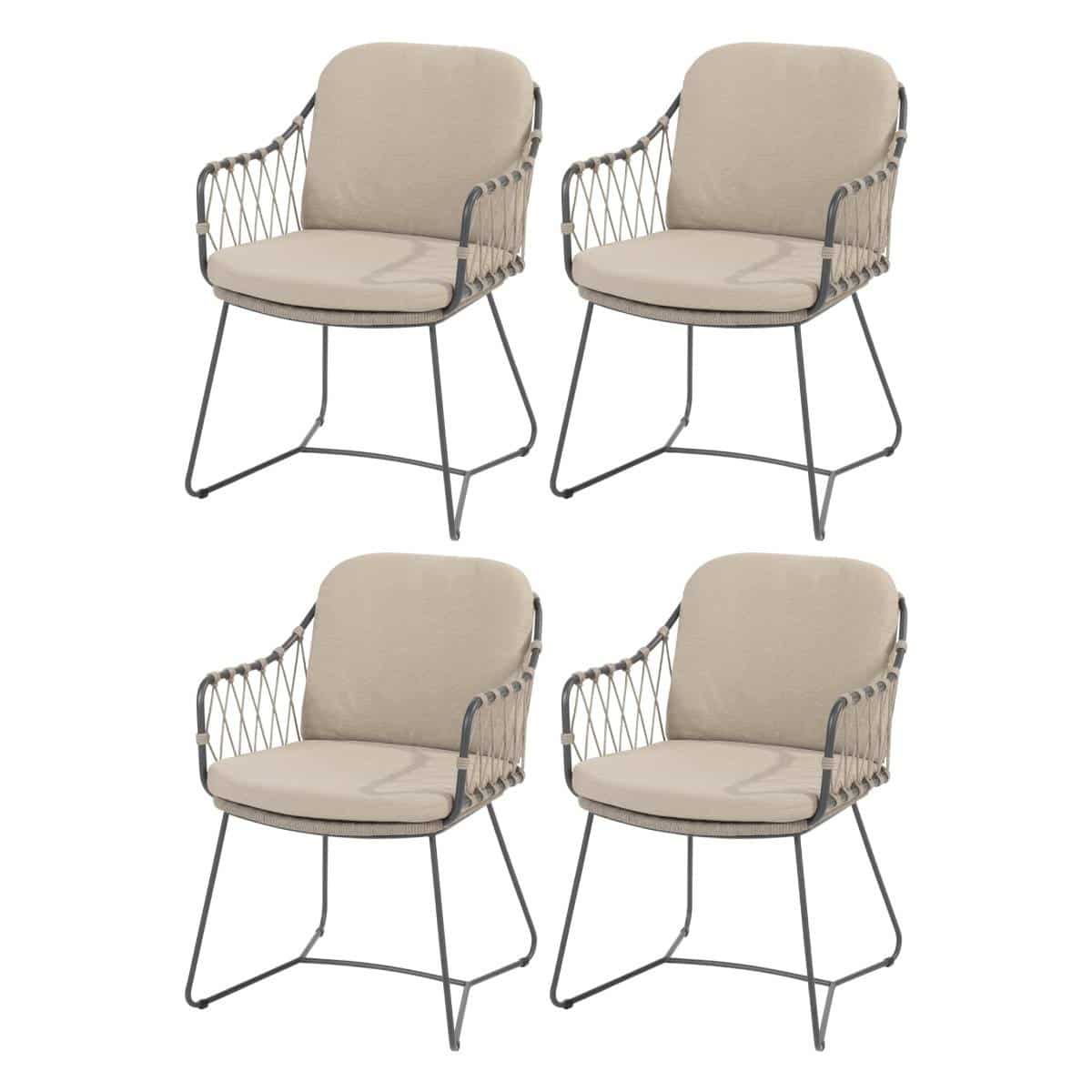 Prego dining tuinstoel rope antraciet taupe Taste 4SO set van 4