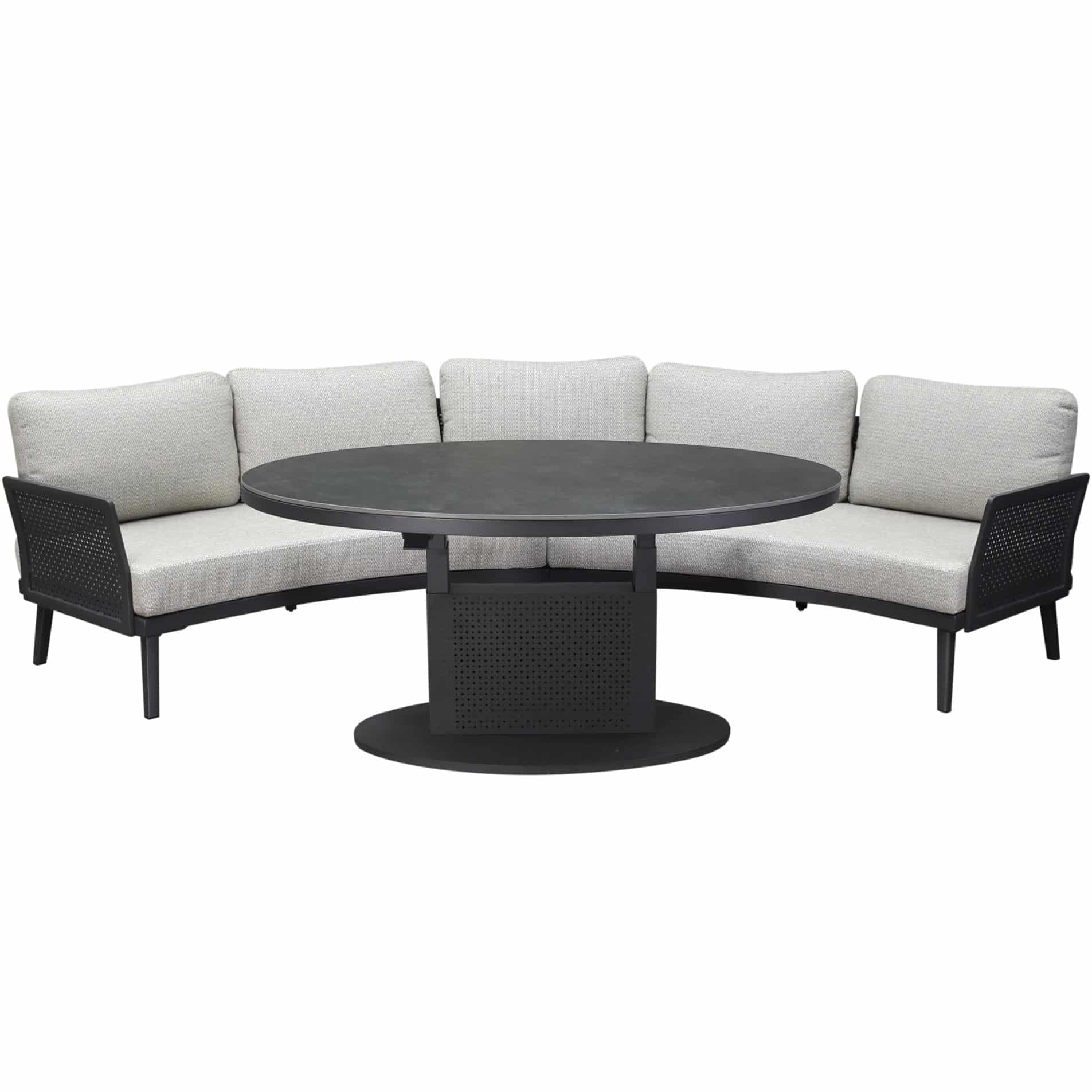 Primitivo hoek loungeset 3 delig verstelbaar antraciet aluminium