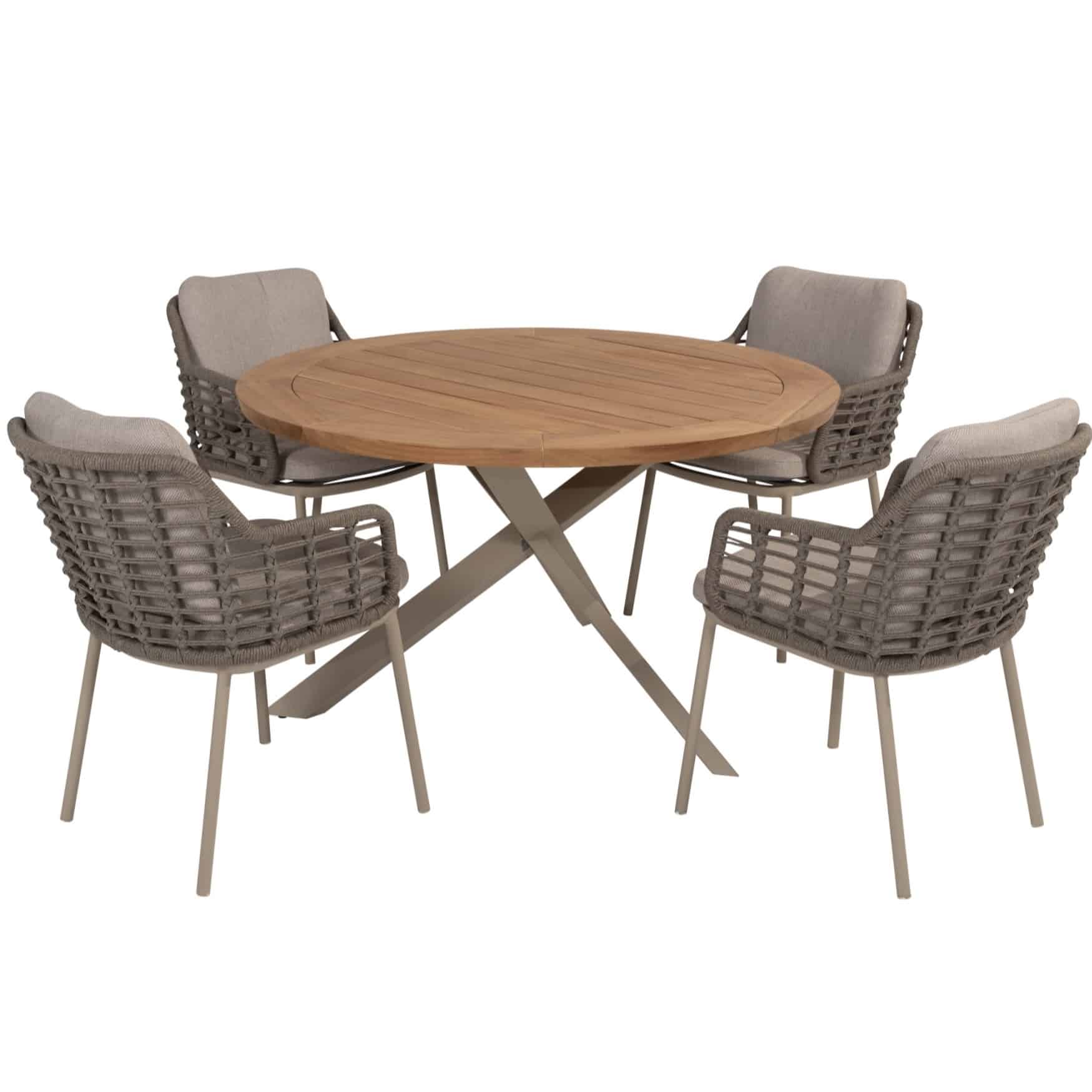 Puglia Prado dining tuinset 130øx75 cm rond 5 delig teak Taste 4SO