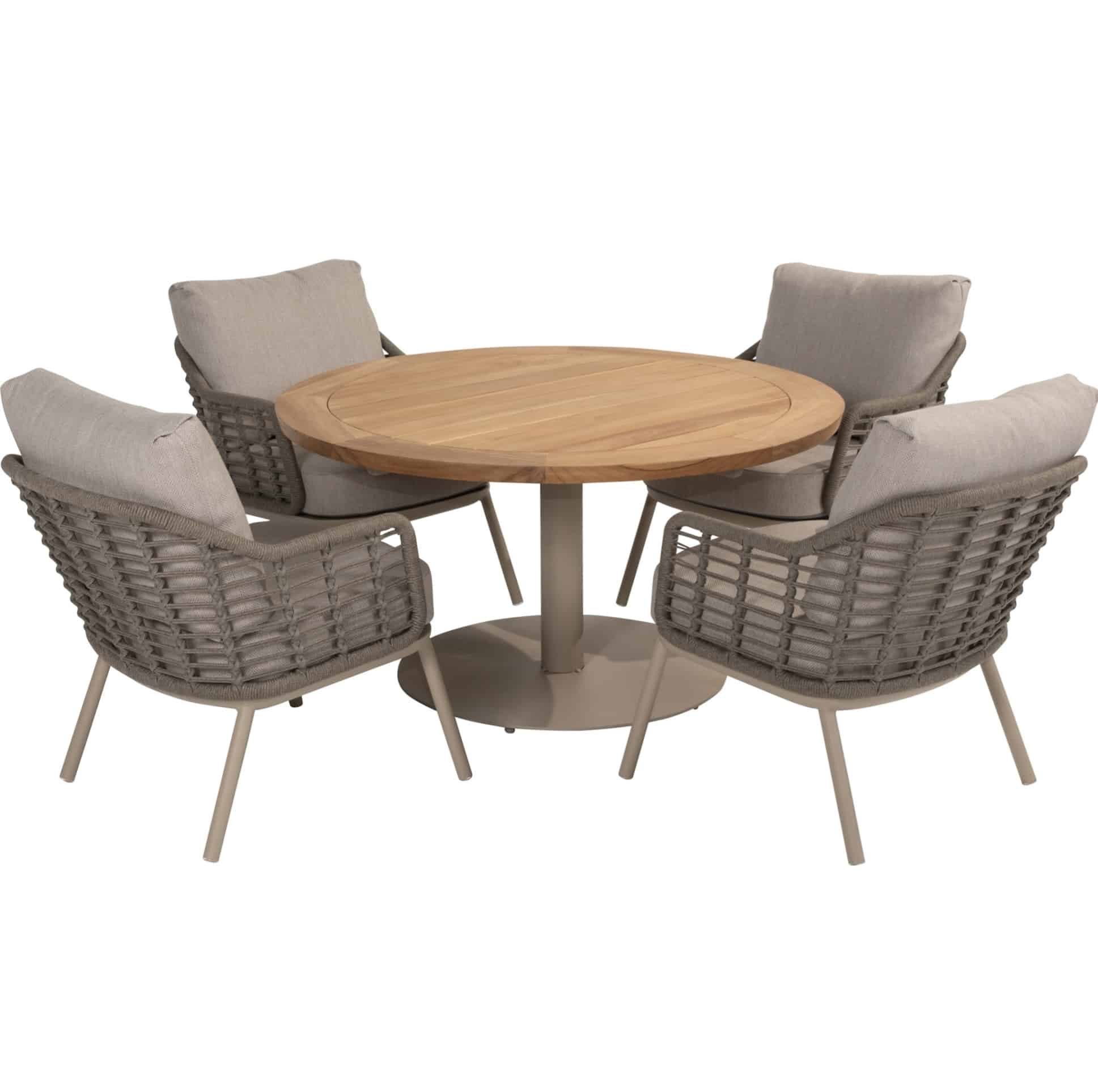 Puglia Saba low dining tuinset 130ØxH69 cm 5 delig latte Taste 4SO