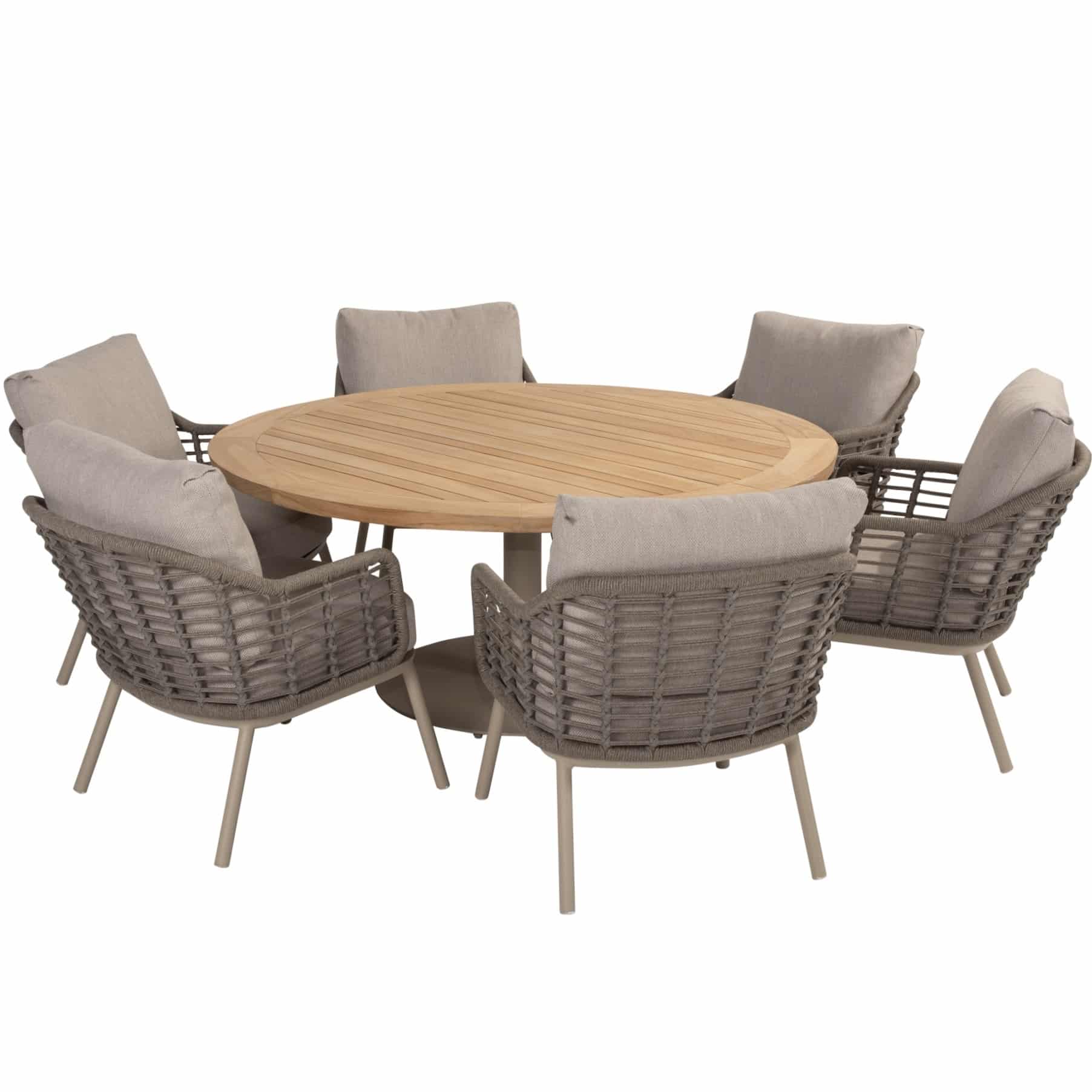 Puglia Saba low dining tuinset 160ØxH69 cm 7 delig latte Taste 4SO
