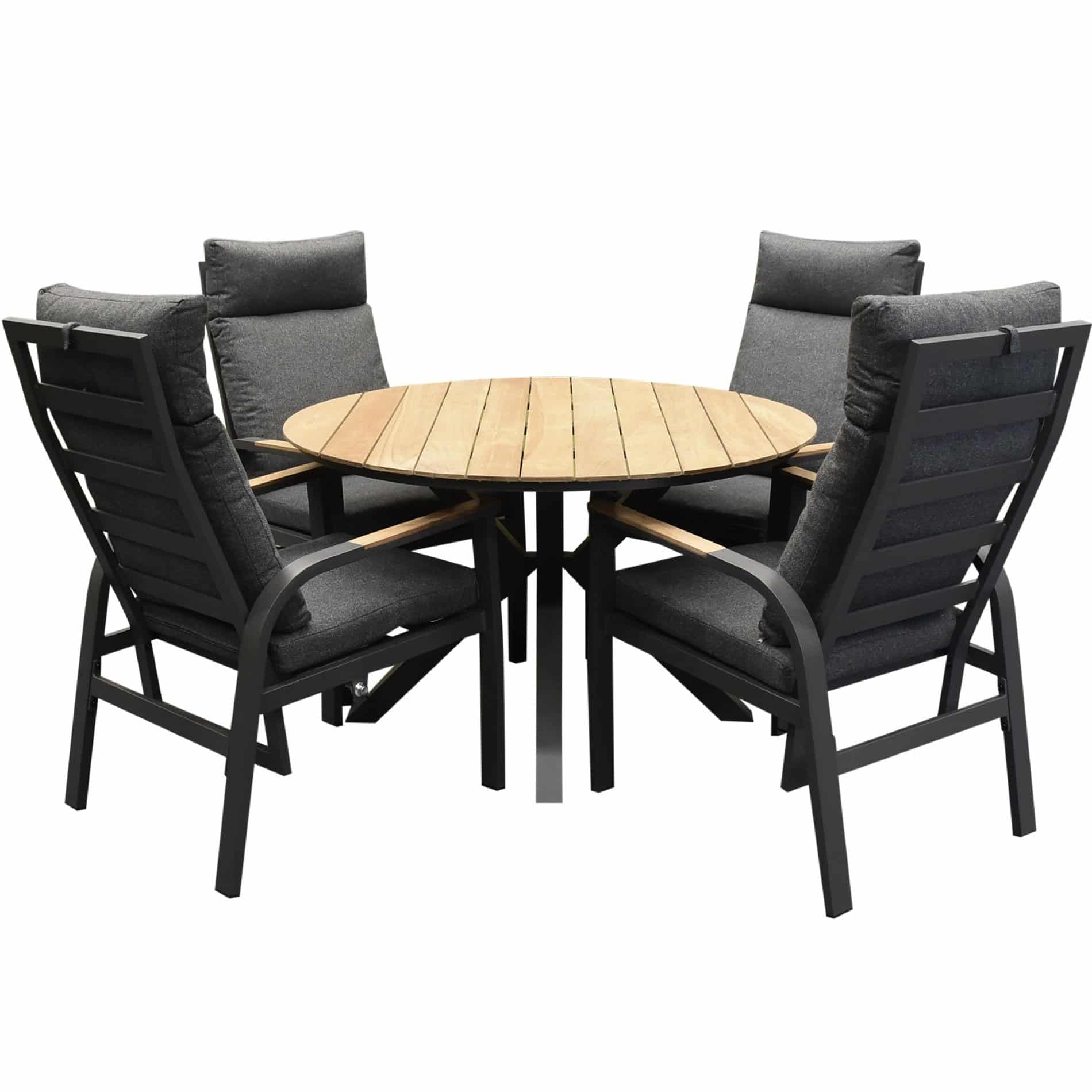 Quincy Kota dining tuinset 120xH75 cm rond 5 delig verstelbaar polywood