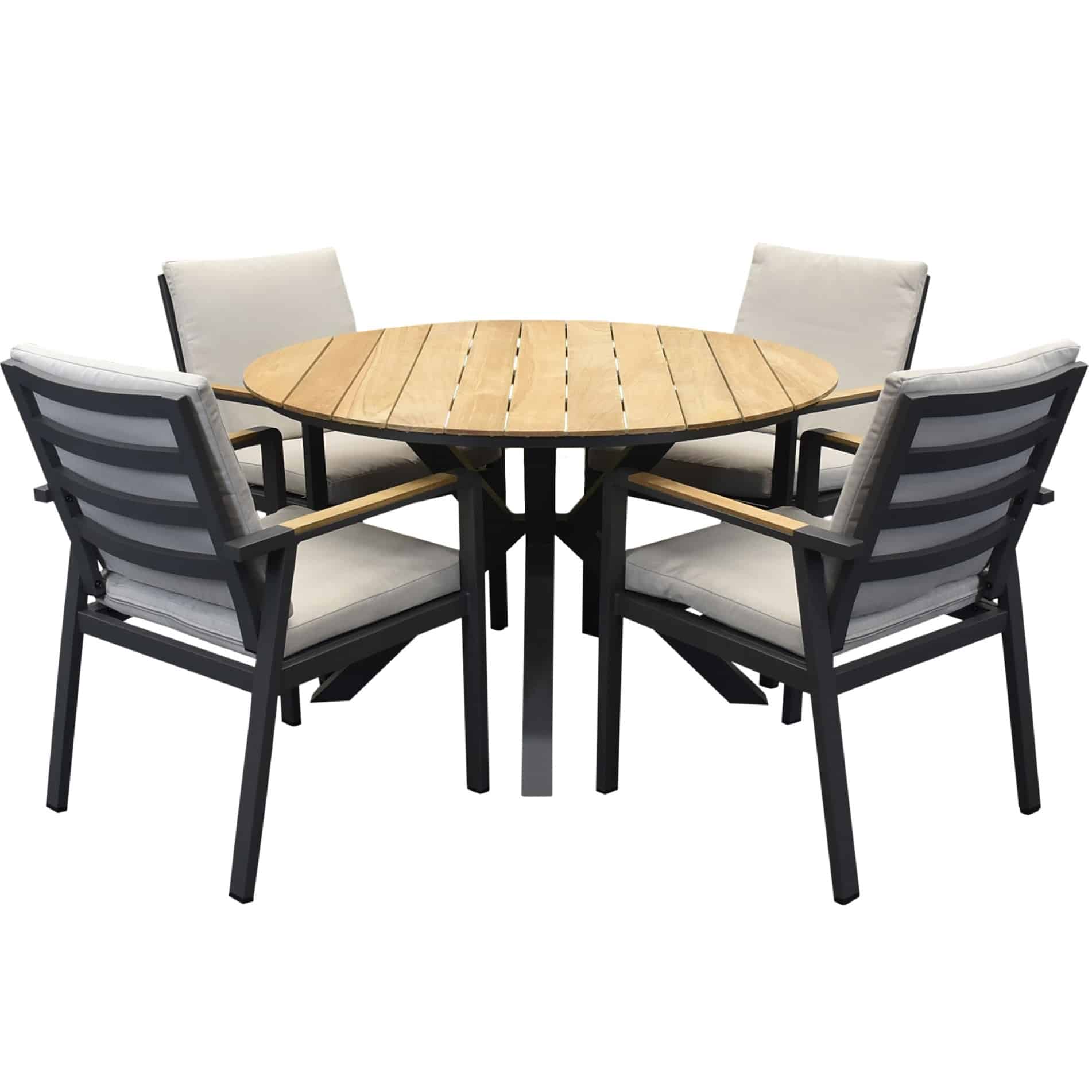 Quincy Lola dining tuinset 120xH75 cm rond 5 delig teak antraciet