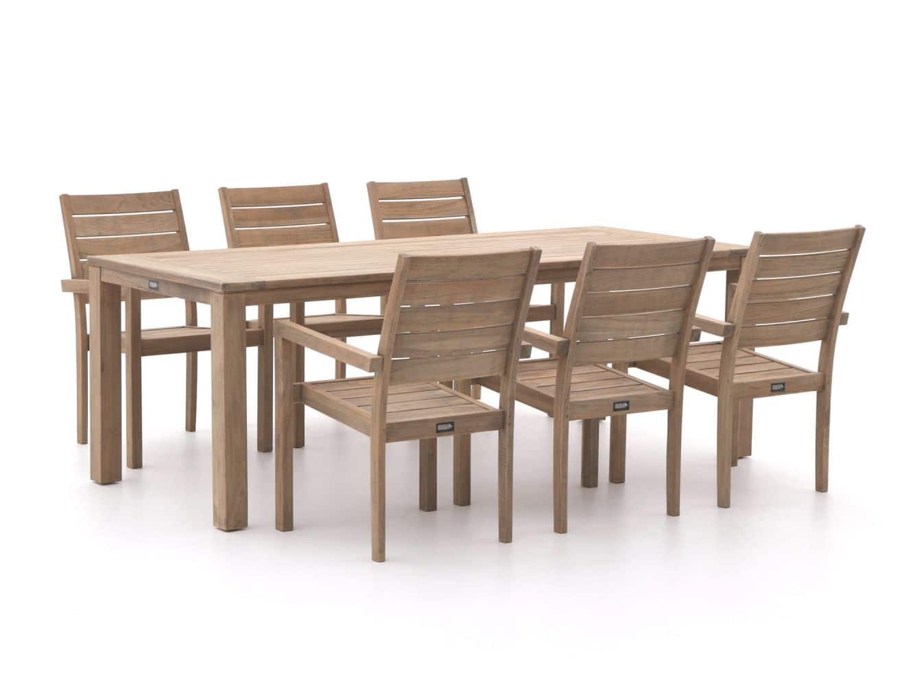 ROUGH-S 220cm dining tuinset 7-delig stapelbaar - Laagste prijsgarantie!