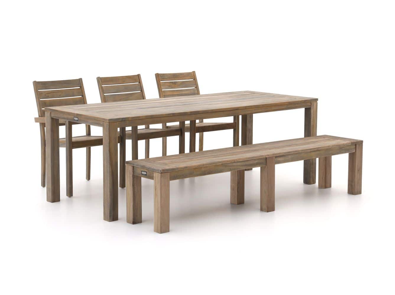 ROUGH-S 220cm dining tuinset met bank 5-delig stapelbaar - Laagste prijsgarantie!
