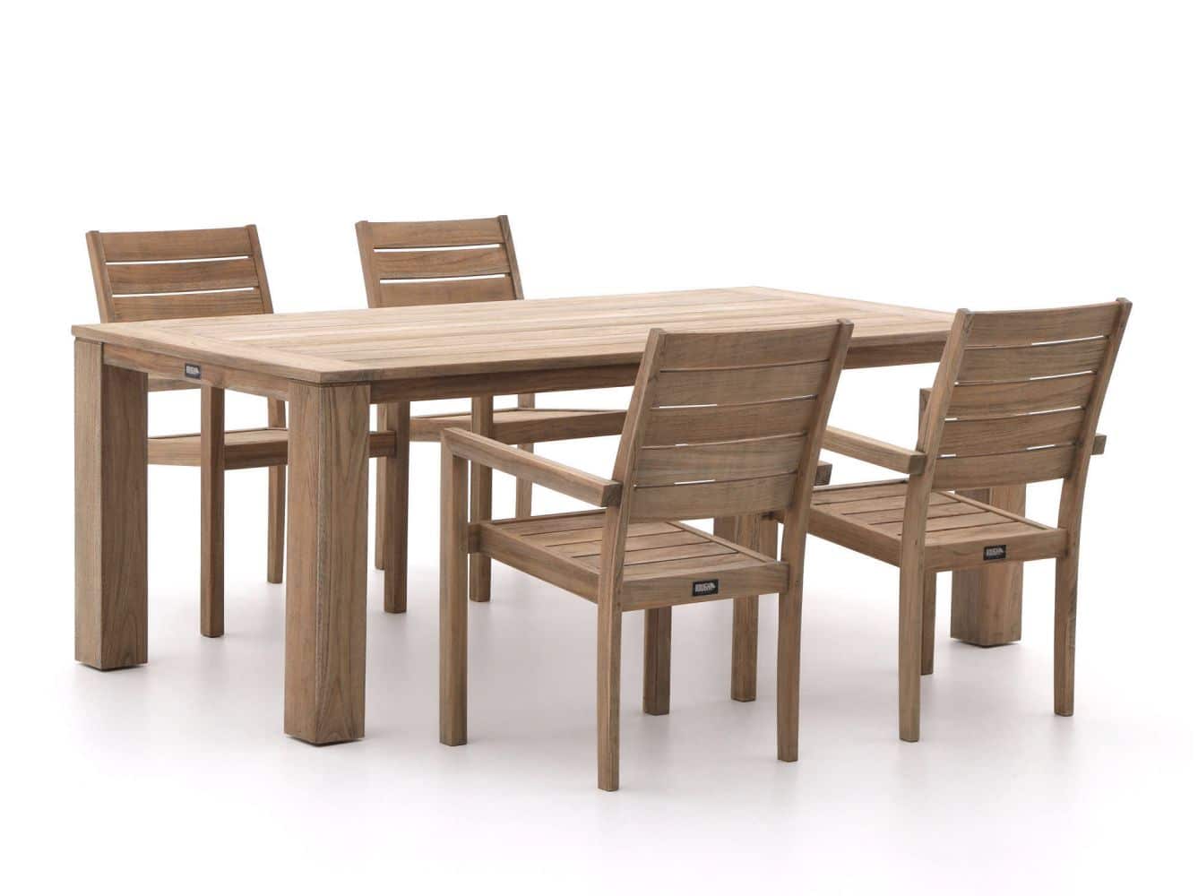 ROUGH-S/ROUGH-X 200cm dining tuinset 5-delig stapelbaar - Laagste prijsgarantie!