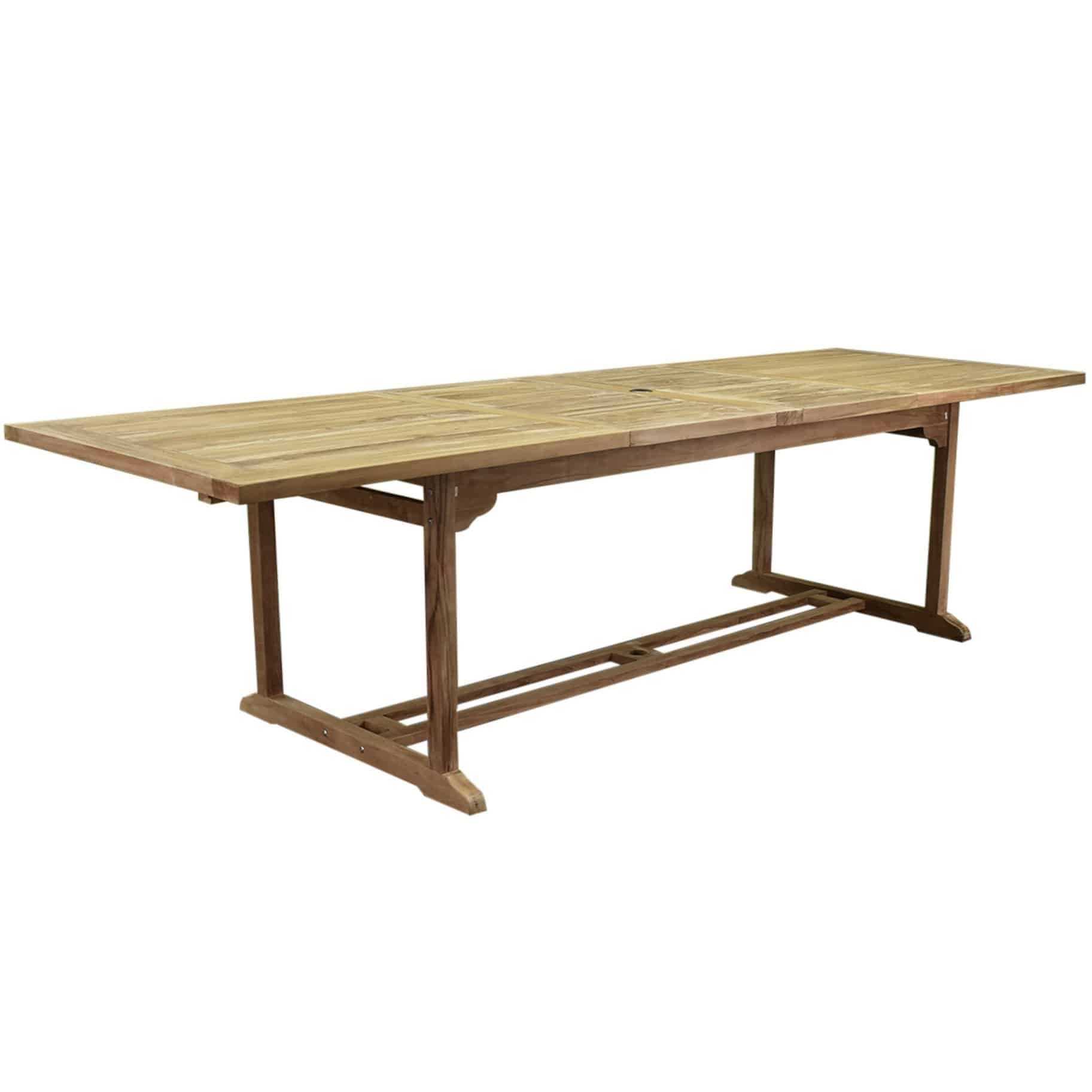 Rechthoekig 2 x uitschuifbare dining tuintafel 200-250-300x100xH77,5 cm teak