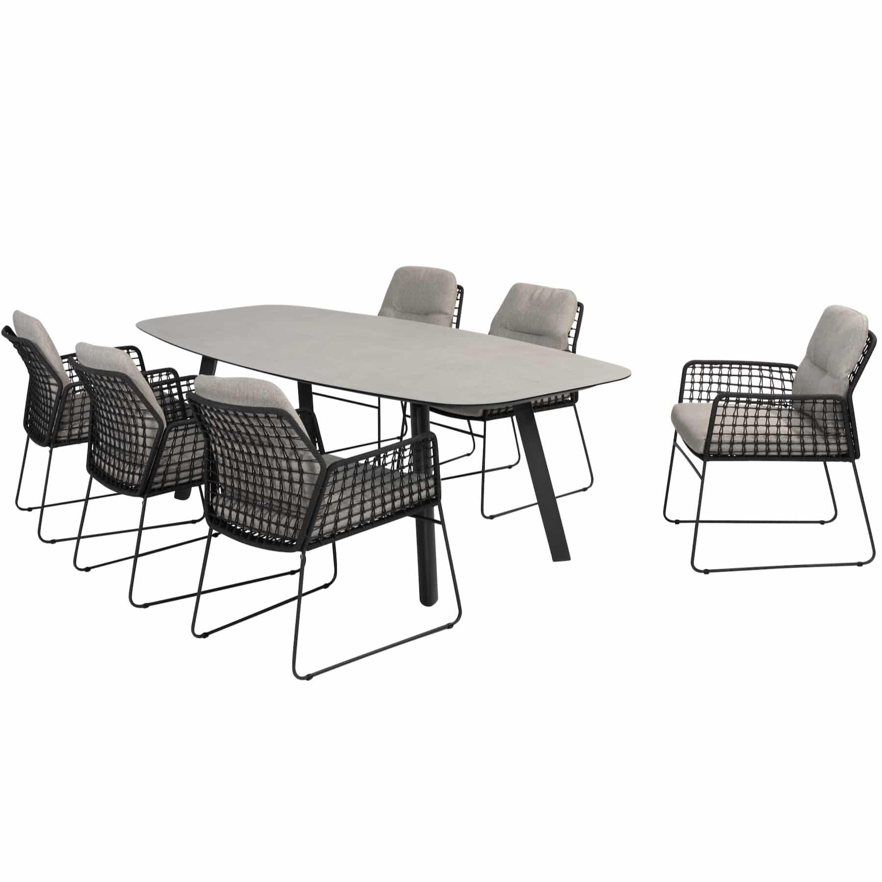 Rhodos Manolo dining tuinset keramiek 240xH103 cm 7 delig antraciet Taste 4SO