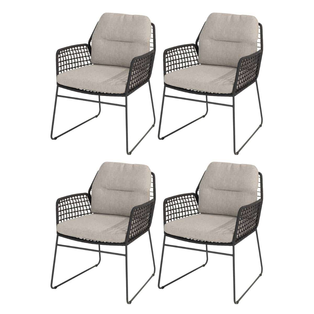 Rhodos dining tuinstoel antraciet Taste 4SO set van 4