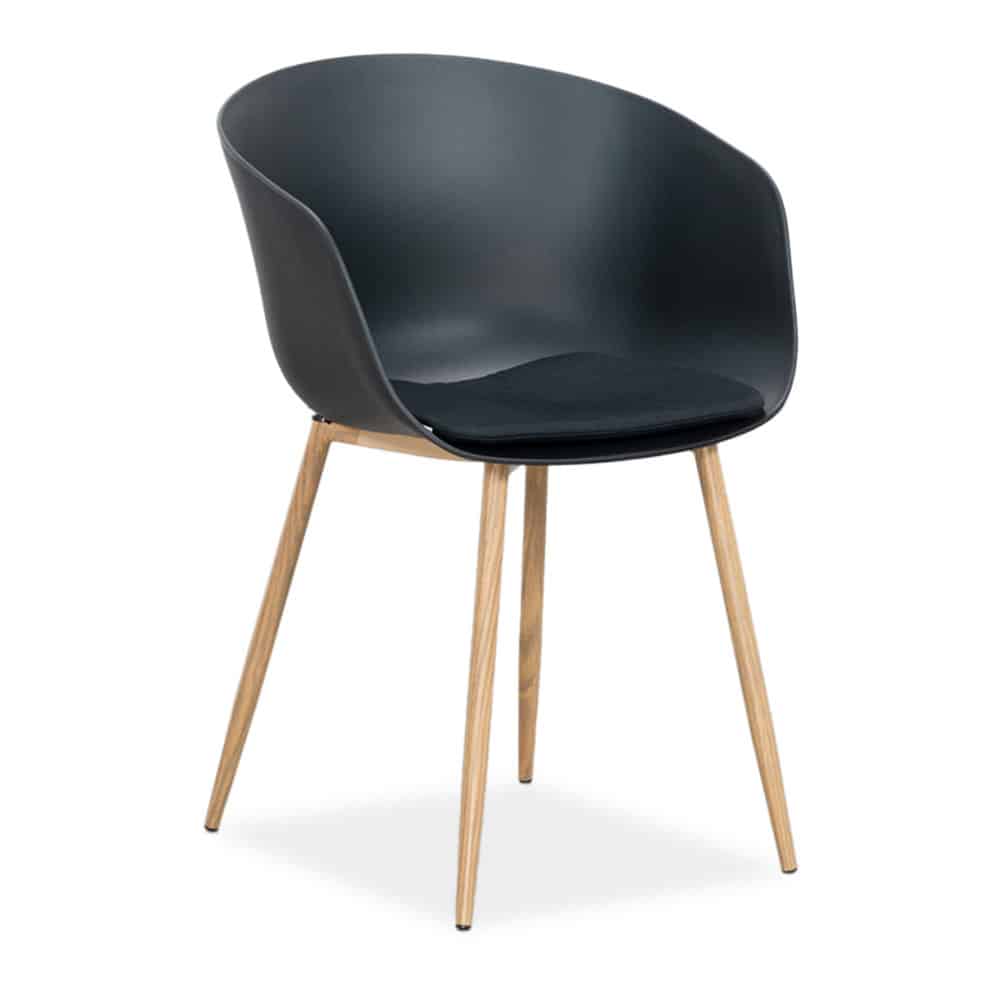 Rikki dining tuinstoel | kunststof + hardhout | zwart