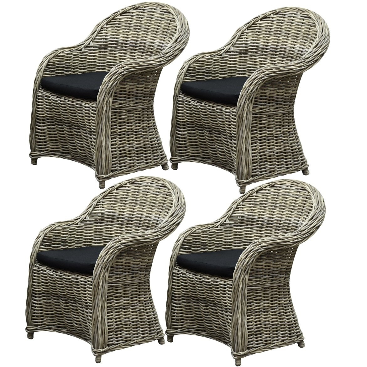 Roma dining tuinstoel naturel rotan set (4 stoelen)