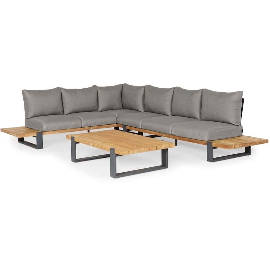 SUNS Nardo hoek loungeset 3 delig groot light anthracite mixed weave / matt royal grey