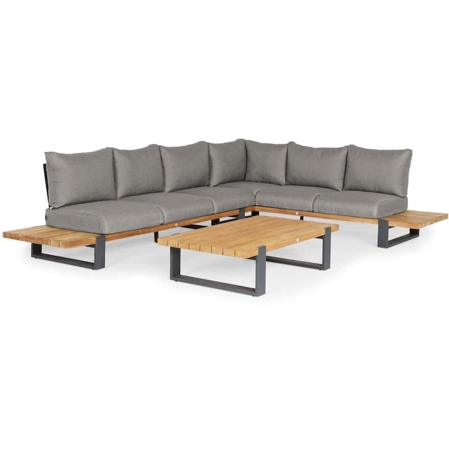 SUNS Nardo hoek loungeset 3 delig groot light anthracite mixed weave / matt royal grey