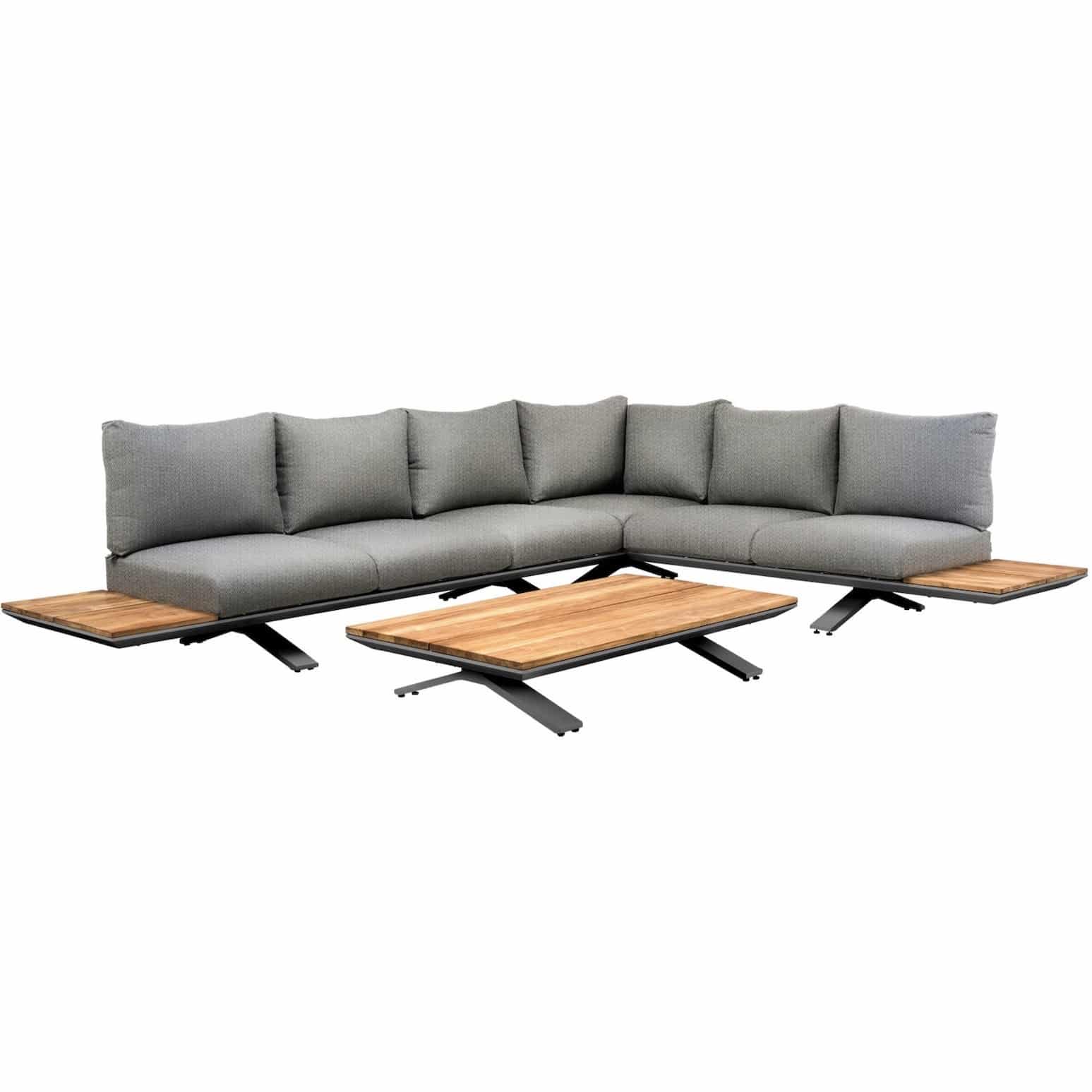 SUNS Stockholm hoek loungeset 3 delig light anthracite mixed weave / matt royal grey