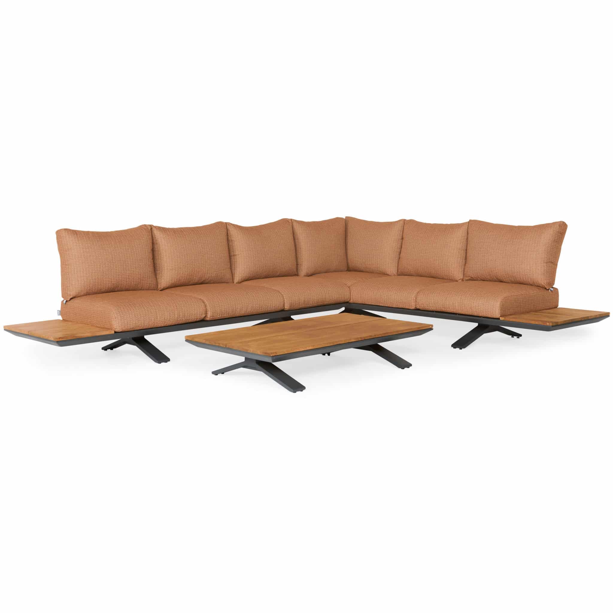 SUNS Stockholm hoek loungeset 3 delig terra coral mixed weave / matt royal grey