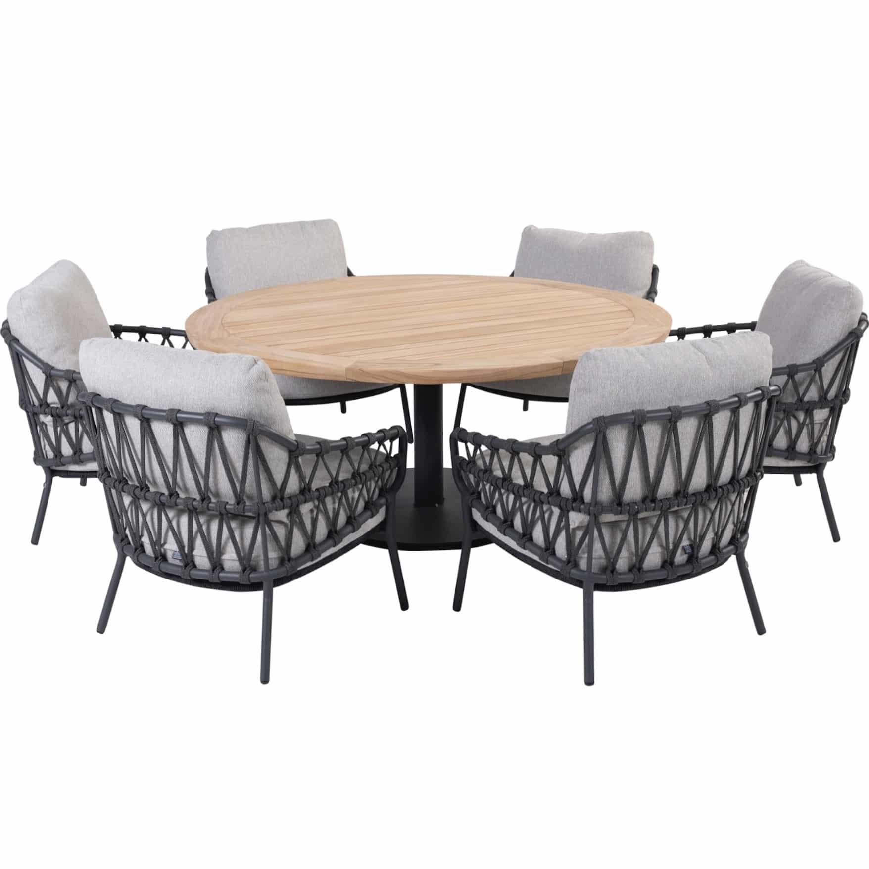 Saba Calpi low dining tuinset 7 delig 160 cm rond 4 Seasons Outdoor