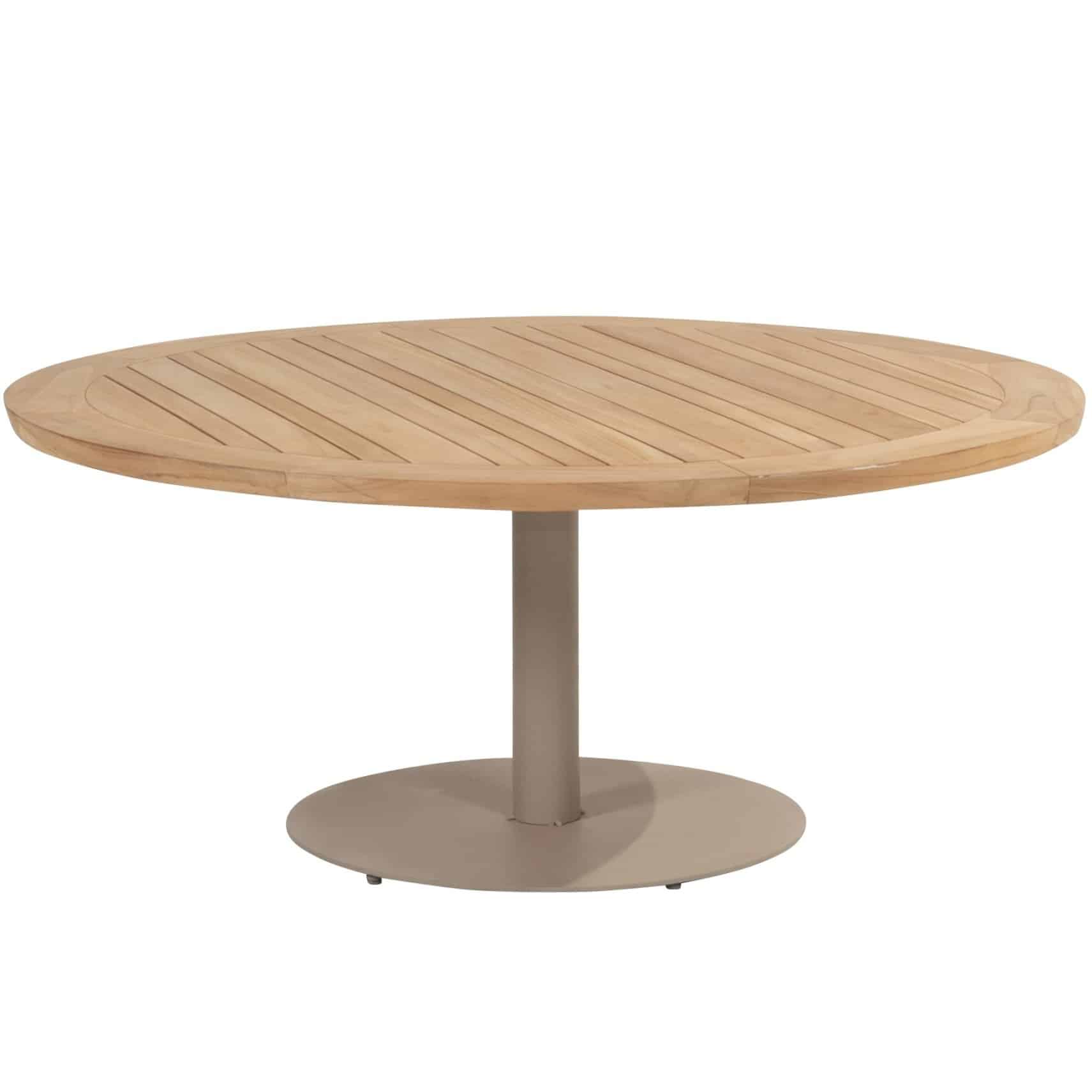 Saba low dining teak tafel 160ØxH69 cm met latte onderstel Taste 4SO