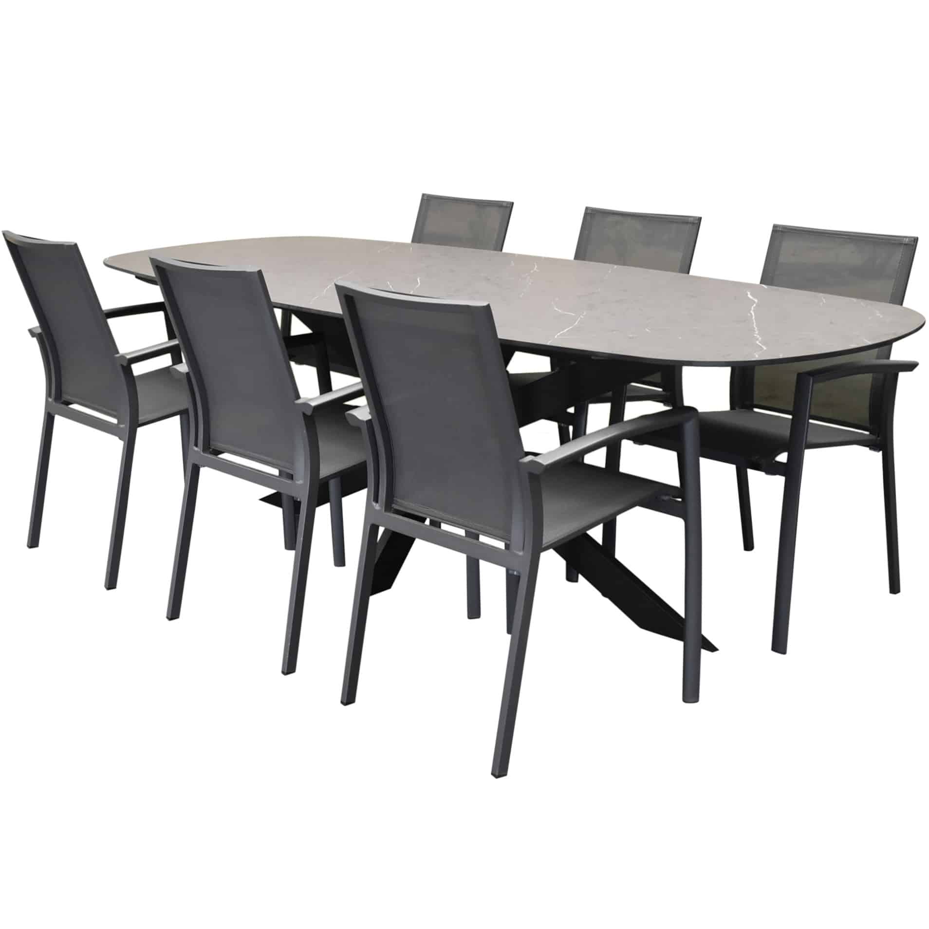 San Francisco Malaga dining tuinset 240x100xH76 cm 7 delig keramiek