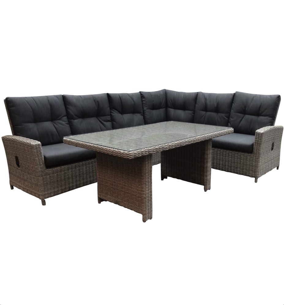 San Marino hoek dining loungeset rechts verstelbaar 3-delig grijs