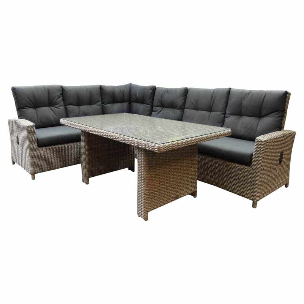 San Marino hoek dining loungeset verstelbaar links 3-delig grijs