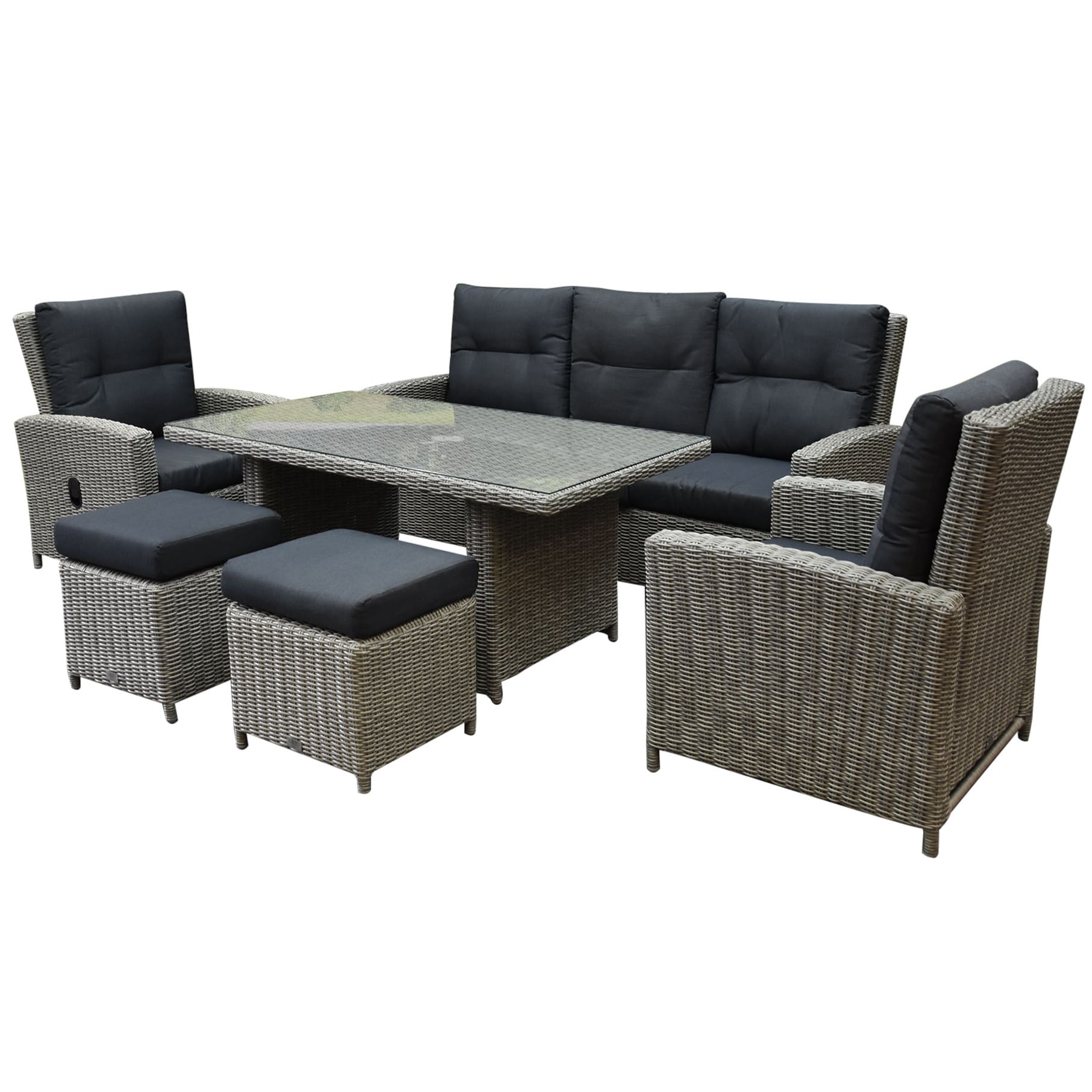 San Marino stoel-bank dining loungeset verstelbaar 6-delig grijs