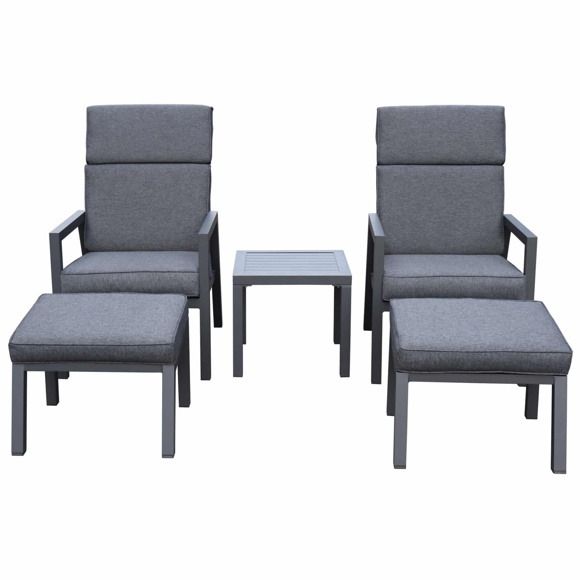 Santa Fe lounge balkonset 5 delig verstelbaar aluminium antraciet