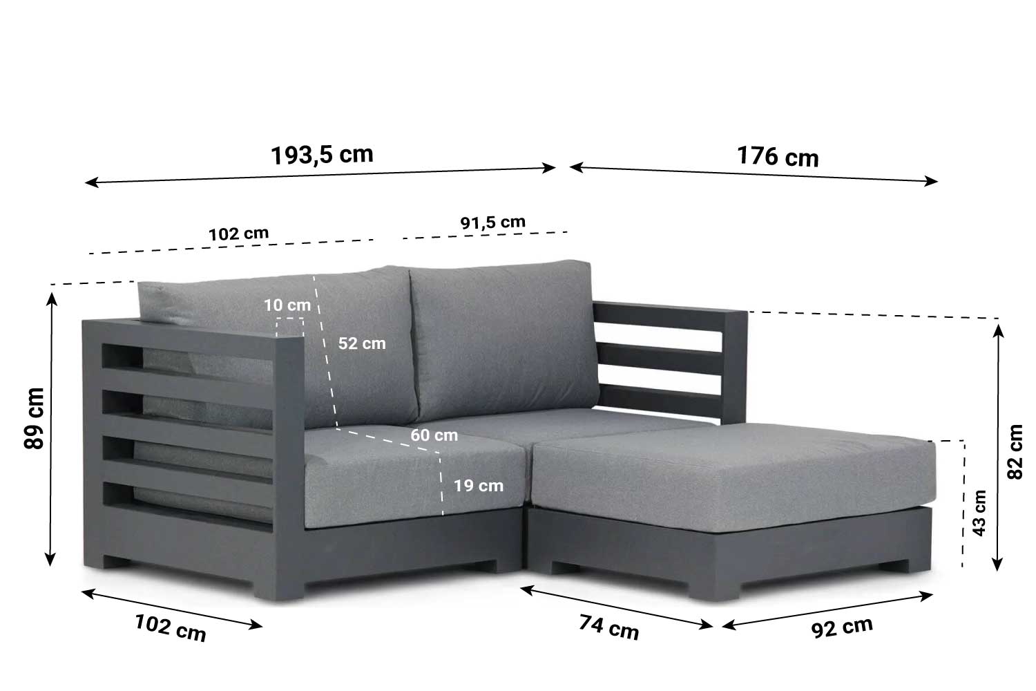 Santika Phantom chaise longue loungeset 3-delig