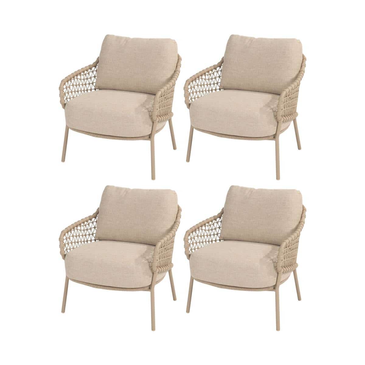 Sardinia low dining tuinstoel latte 4 Seasons Outdoor set van 4