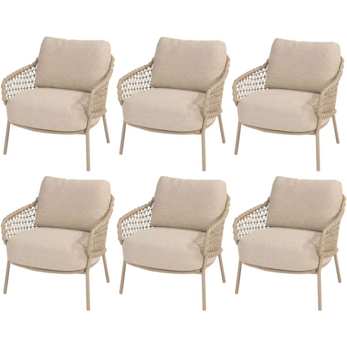 Sardinia low dining tuinstoel latte 4 Seasons Outdoor set van 6