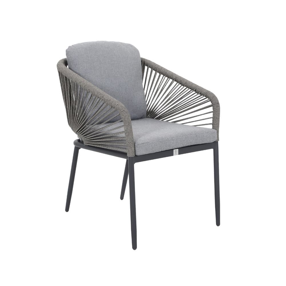 Savanna dining tuinstoel | aluminium + touw | antraciet