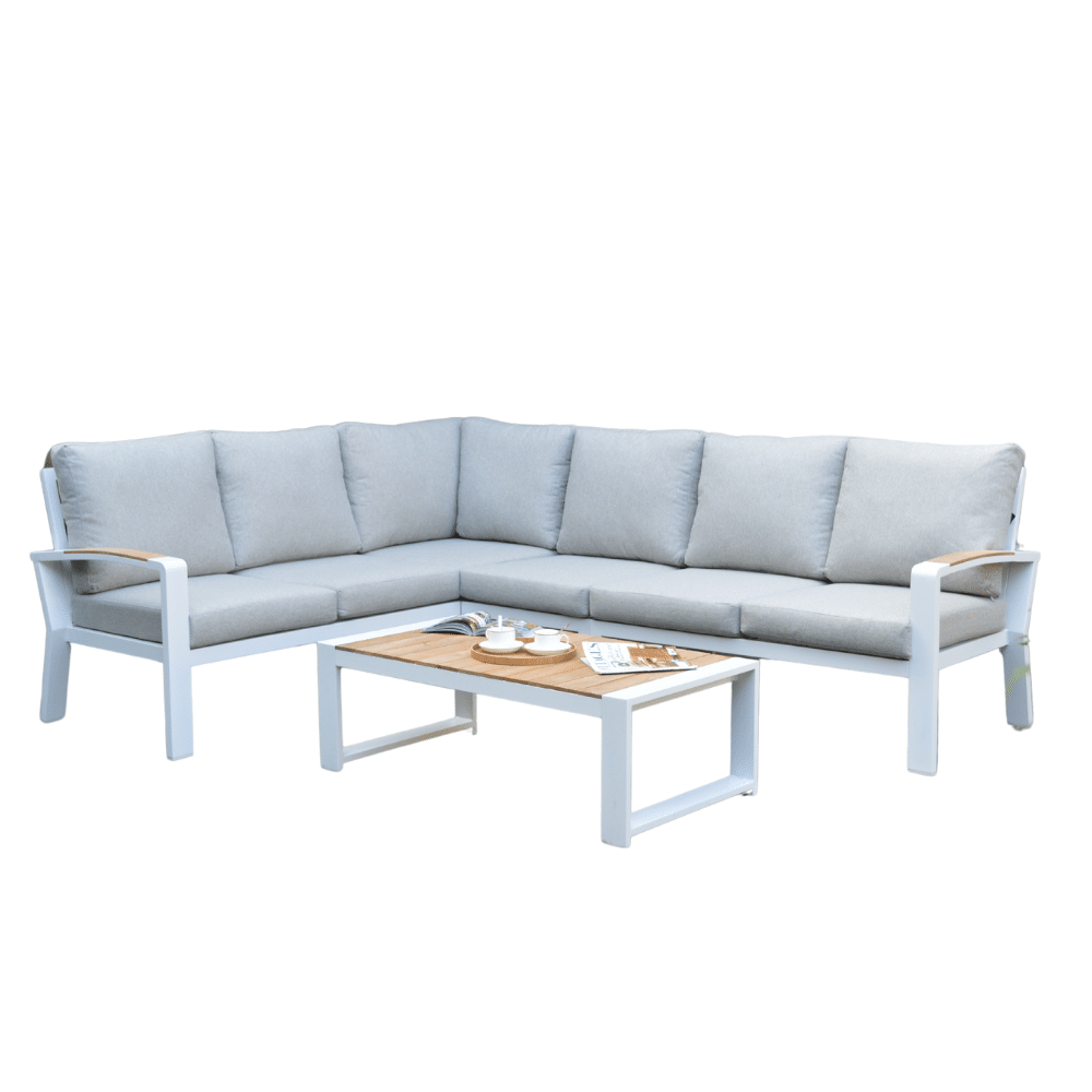 Seattle hoek loungeset wit 5-delig | aluminium + polywood | 270x210cm