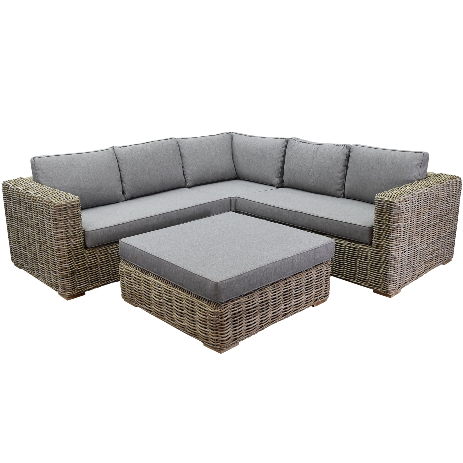 Serva hoek loungeset 4-delig naturel rotan