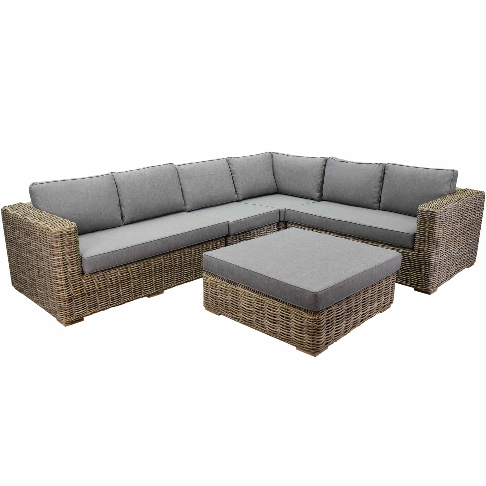 Serva hoek loungeset 5-delig naturel rotan