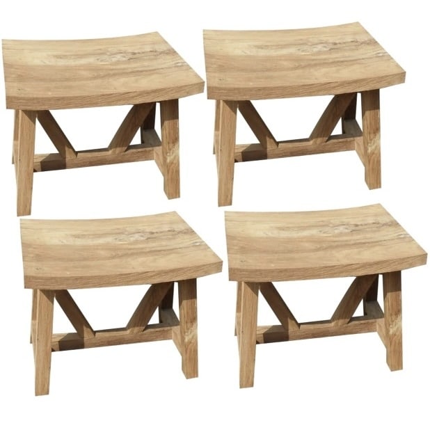 Set van 4 Stool voetenbank teak