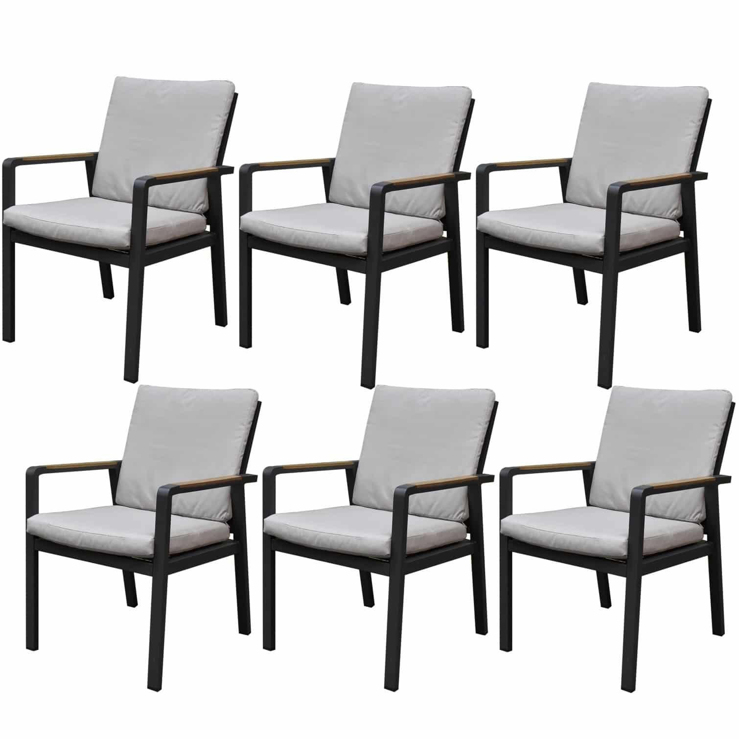 Set van 6 Lola dining tuinstoelen aluminium antraciet