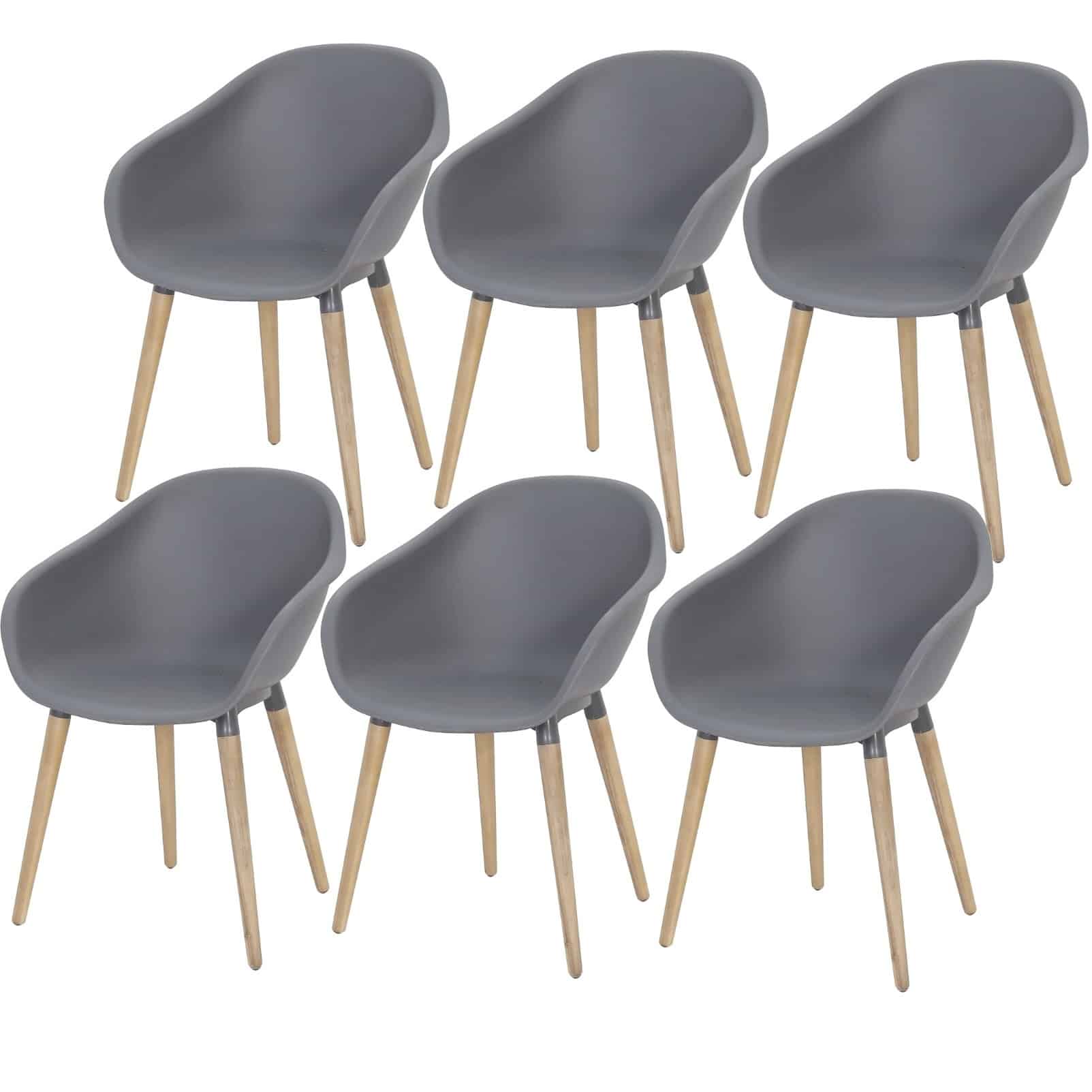 Set van 6 Swan dining kuipstoel grijs kunststof