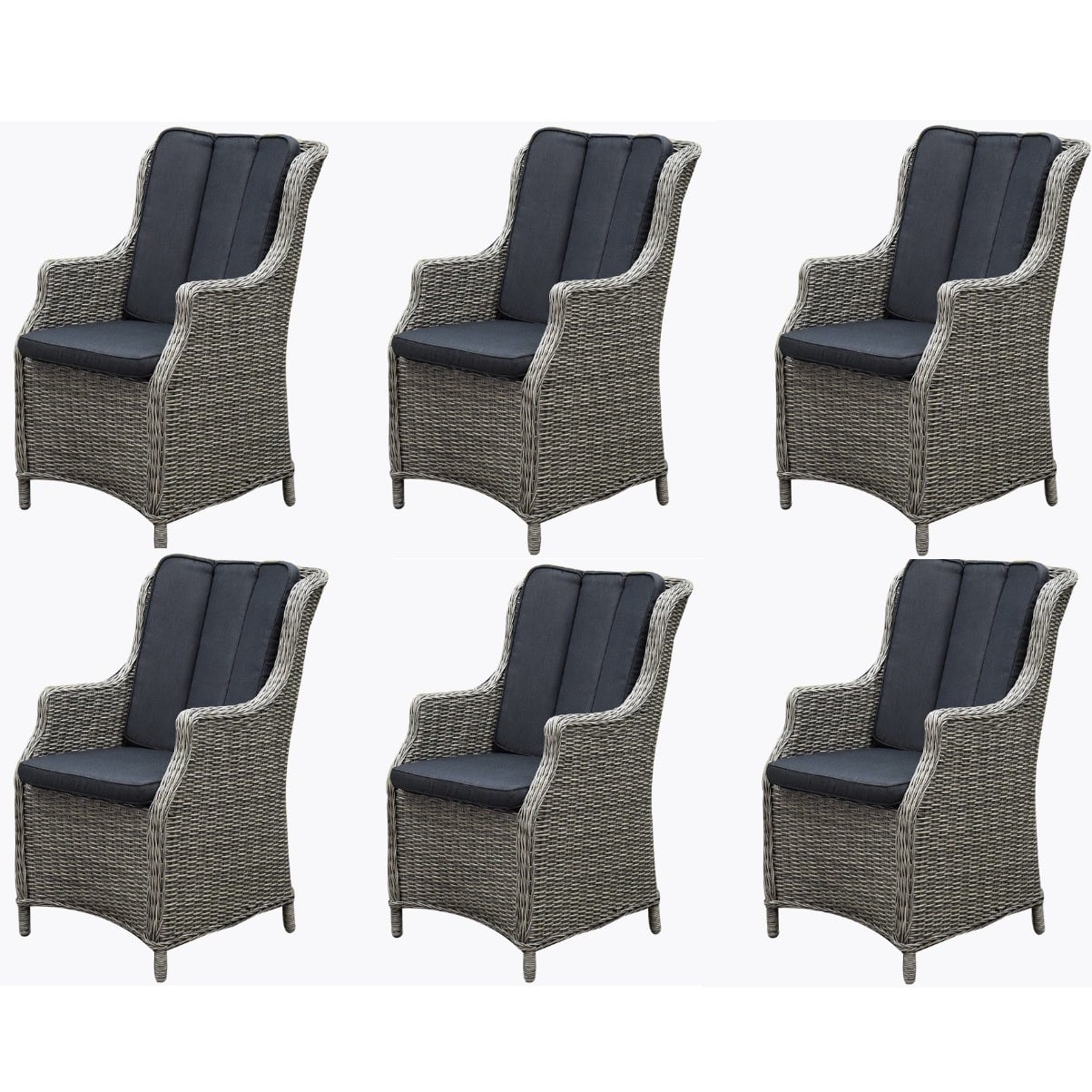 Set van 6 stuks Darwin dining tuinstoel grijs wicker
