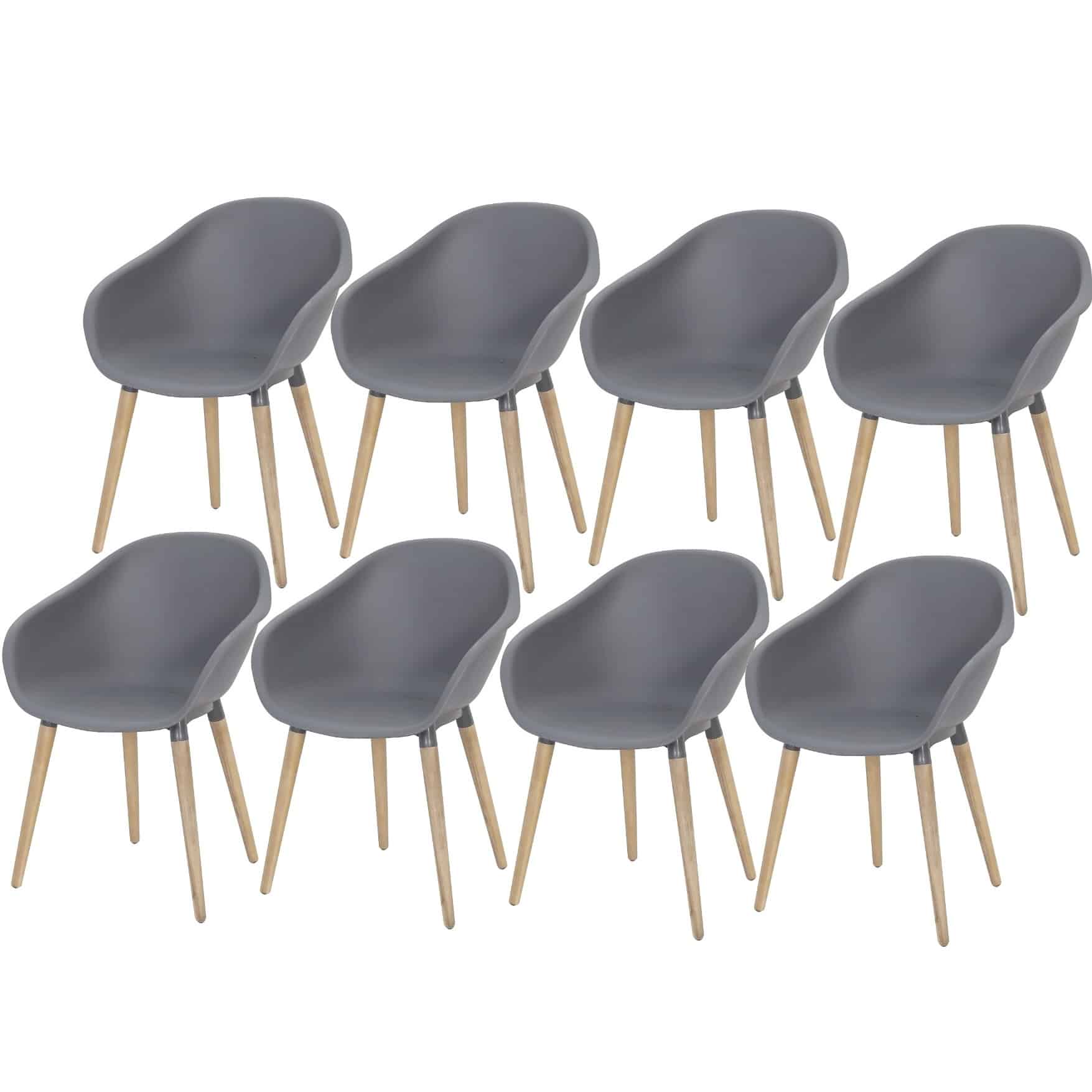 Set van 8 Swan dining kuipstoel grijs kunststof